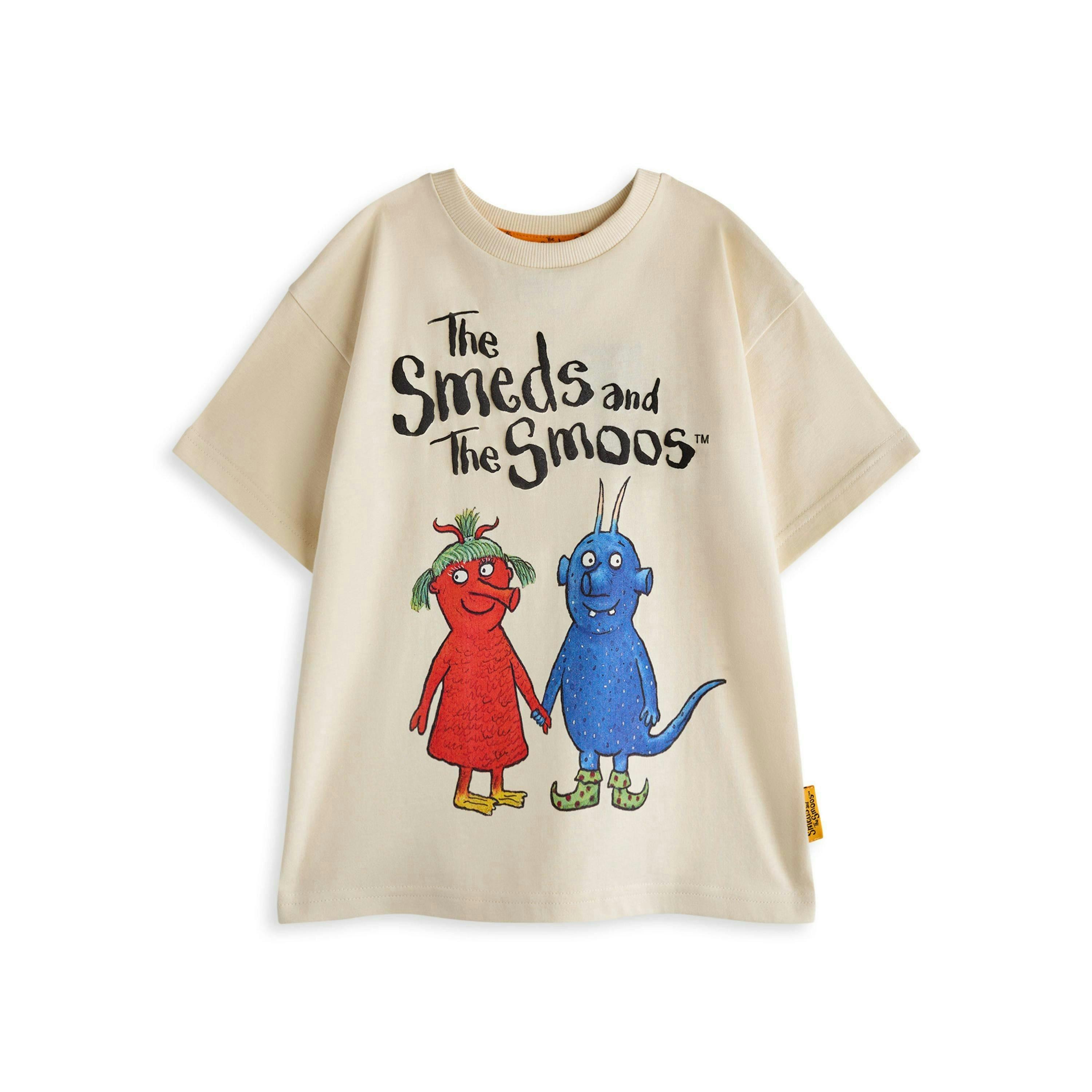 Gruffalo & Friends The Smeds and the Smoos Unisex Kids Beige Multi Character Short Sleeved T-Shirt by Vanilla Underground , view 1 of 6
