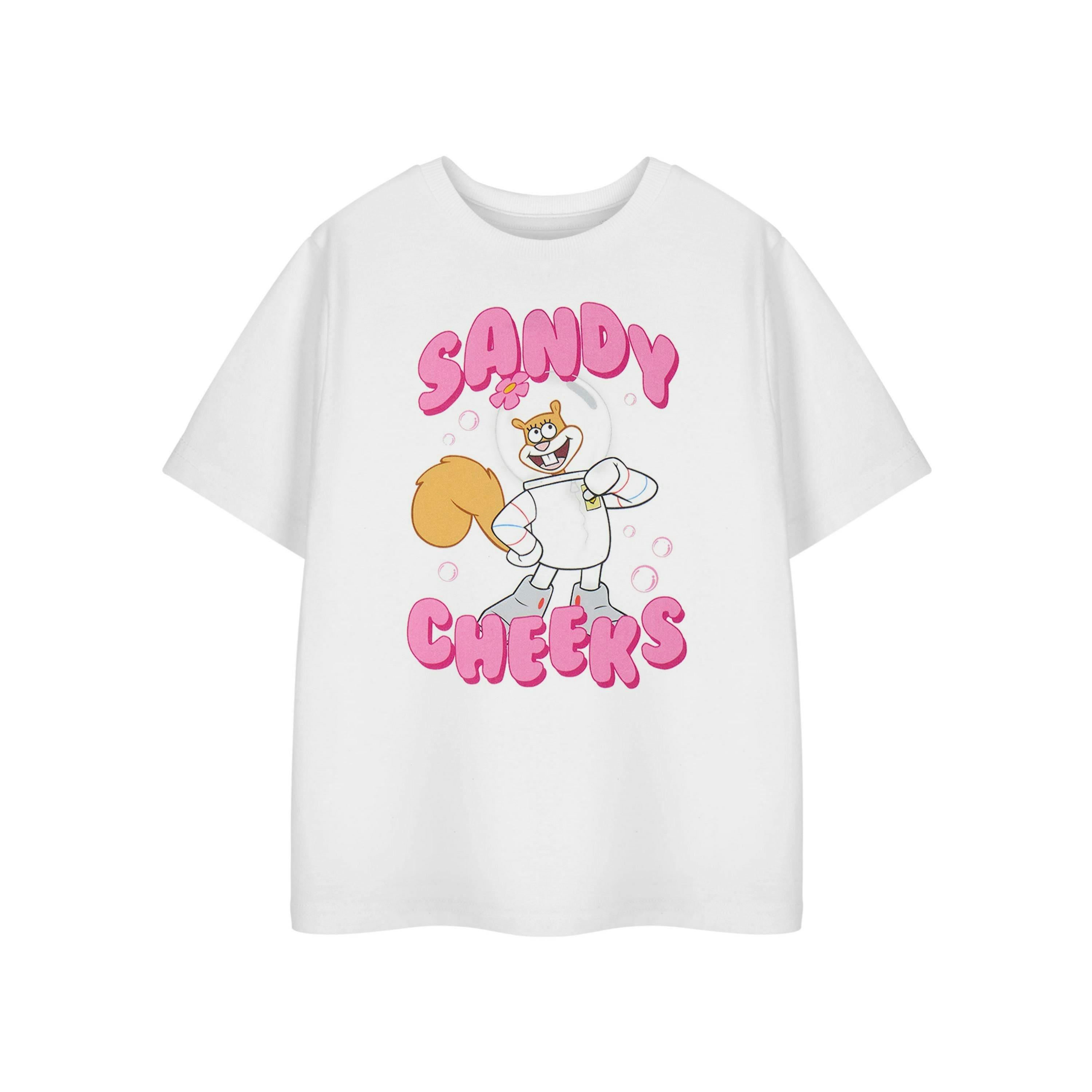 SpongeBob SquarePants Girls White Sandy Cheeks Short Sleeved T-Shirt by Vanilla Underground , view 1 of 3