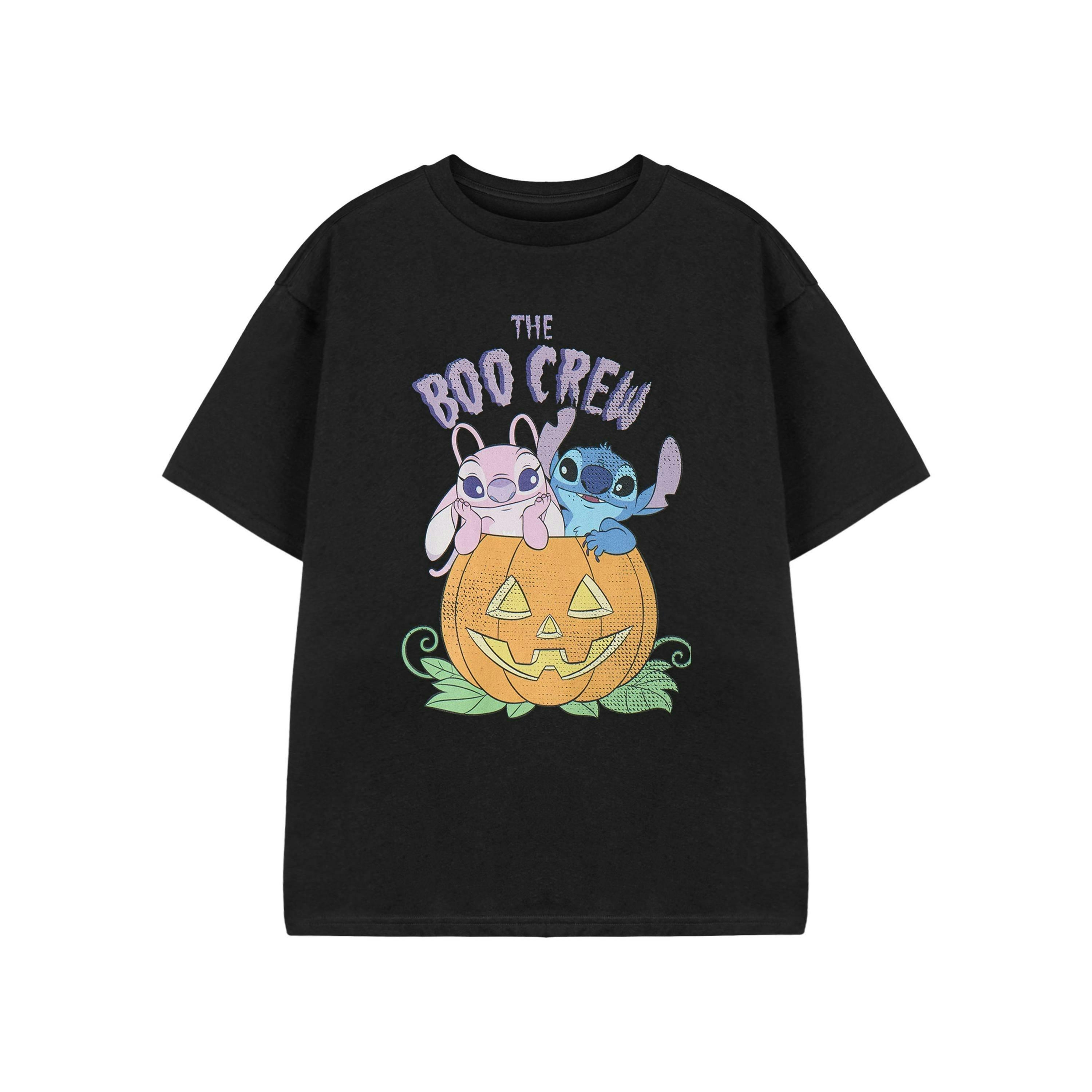 Disney Lilo & Stitch Girls Black BOO Crew Short Sleeved T-Shirt by Vanilla Underground , view 1 of 3