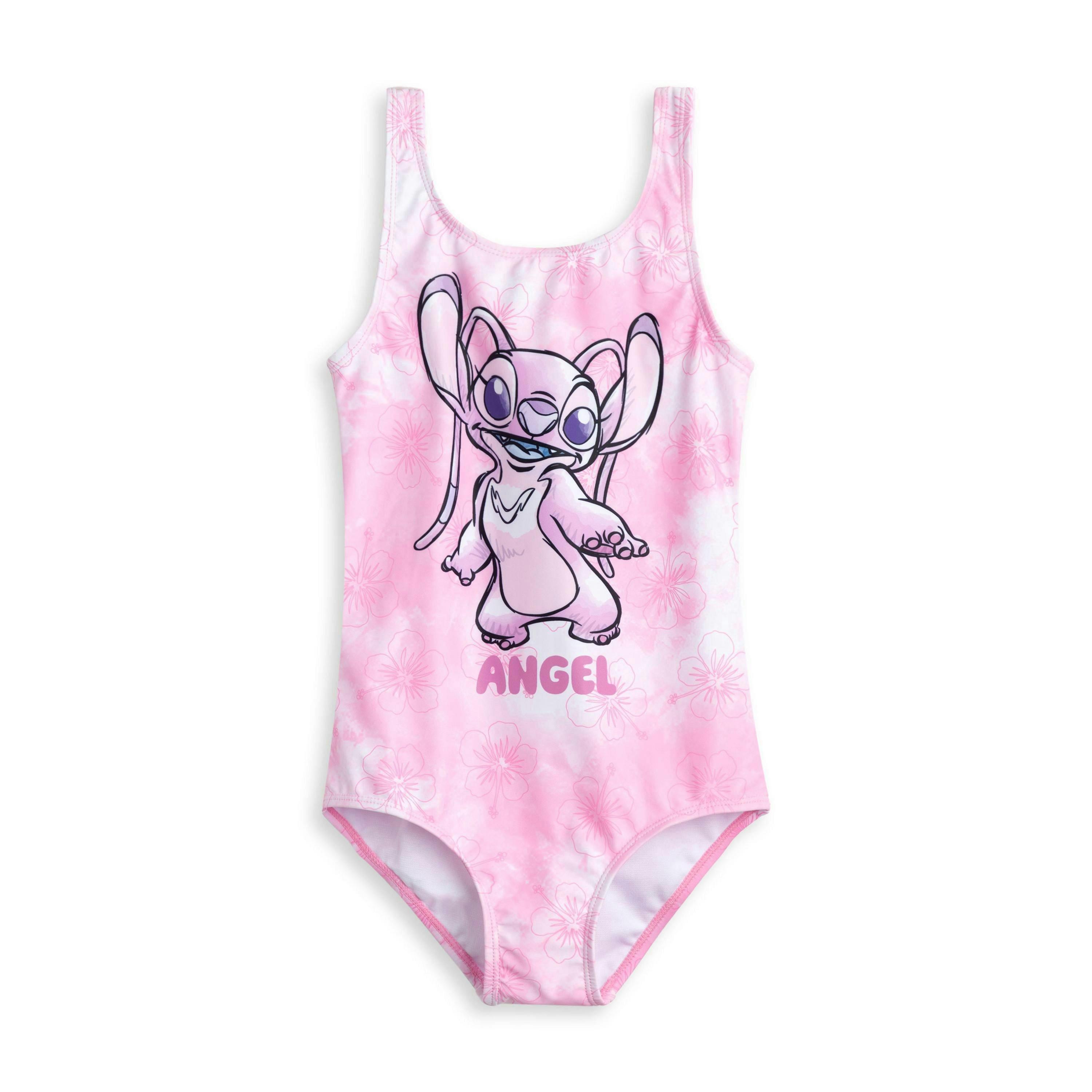 Disney Lilo & Stitch Girls Pink Angel 1 Piece Swimming Costume by Vanilla Underground , view 1 of 6