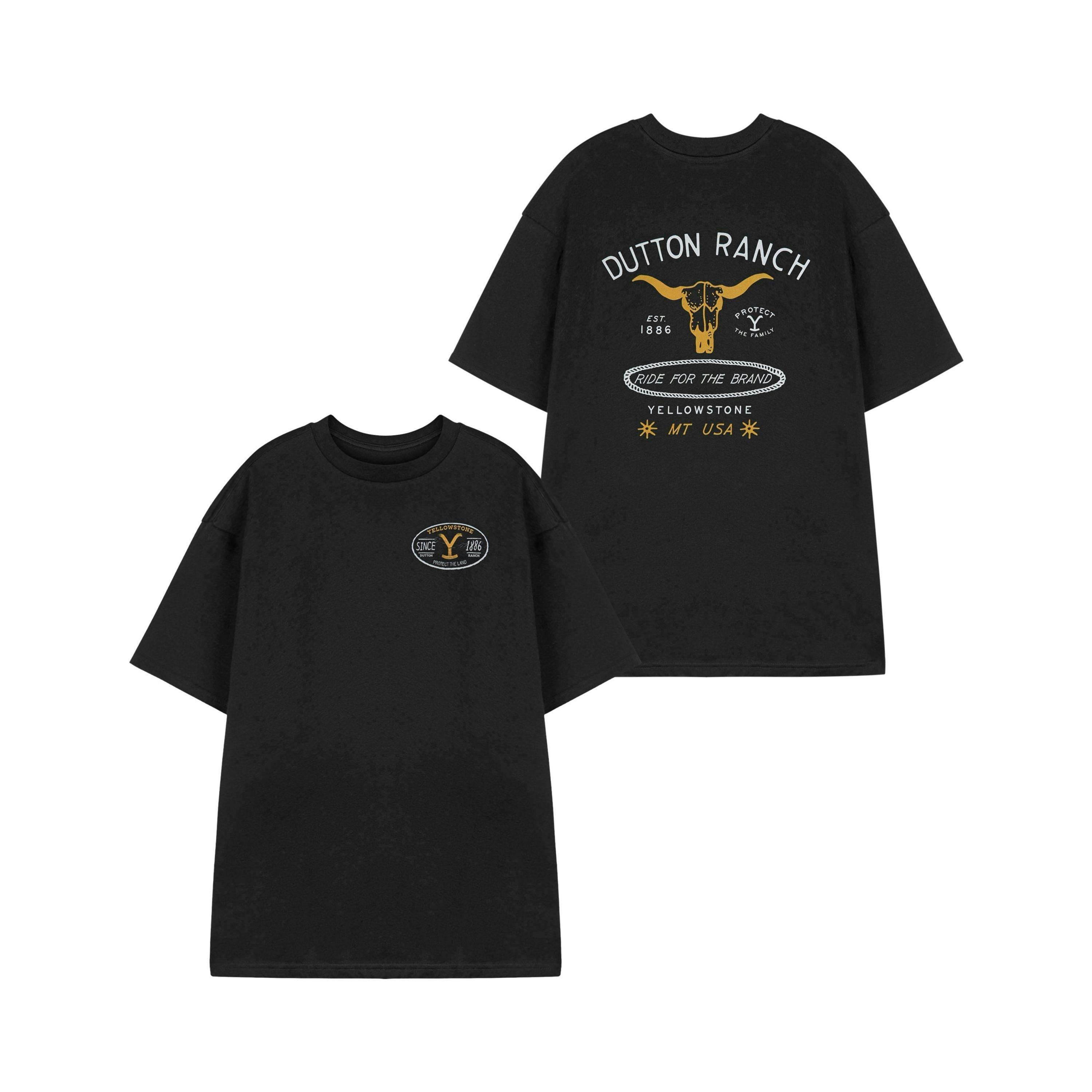 Yellowstone Mens Black Ride For The Brand Short Sleeved T-Shirt by Vanilla Underground , view 1 of 4