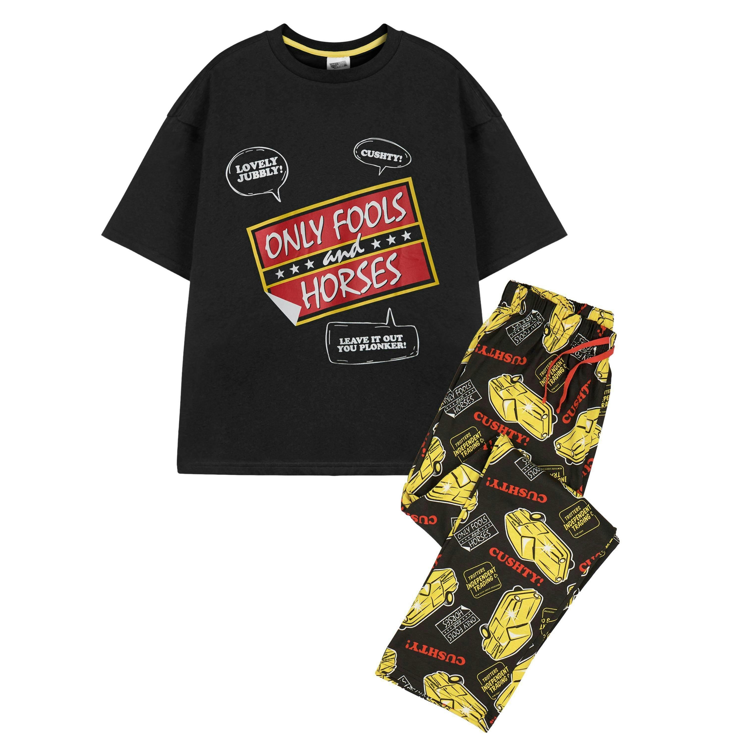 Only Fools And Horses Mens Black Logo Short Sleeve Long Leg Pyjama Set by Vanilla Underground , view 1 of 6