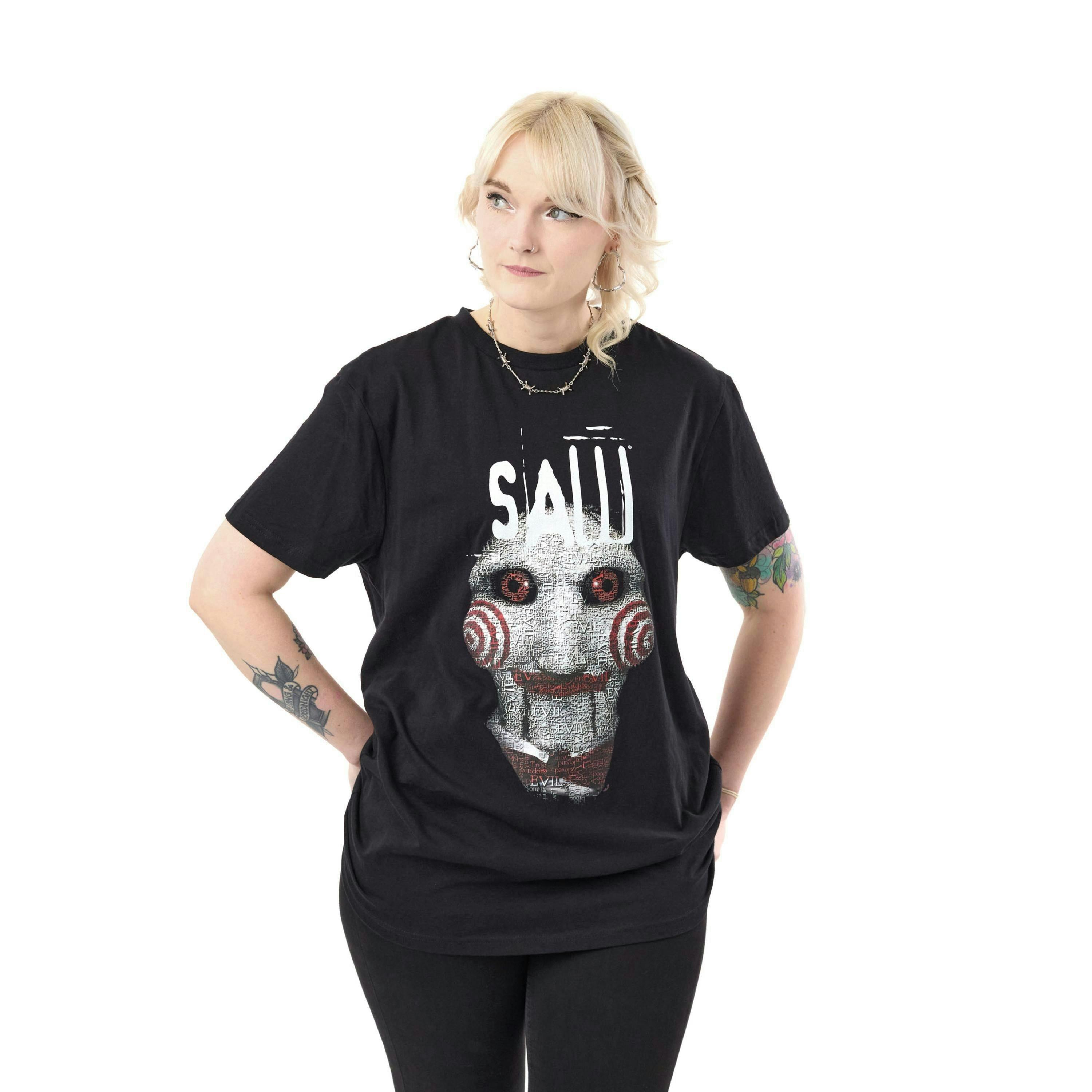 Saw Mens Black Doll Short Sleeved T-Shirt by Vanilla Underground , view 1 of 4