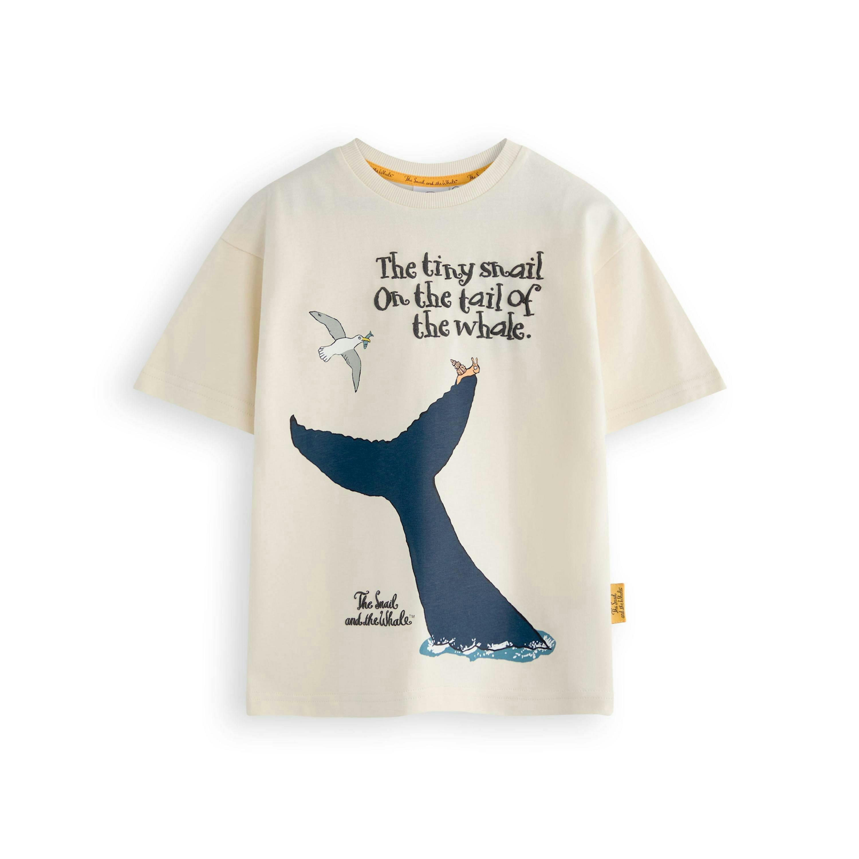 Gruffalo & Friends Unisex Kids Beige The Snail & The Whale Short Sleeved T-Shirt by Vanilla Underground , view 1 of 5