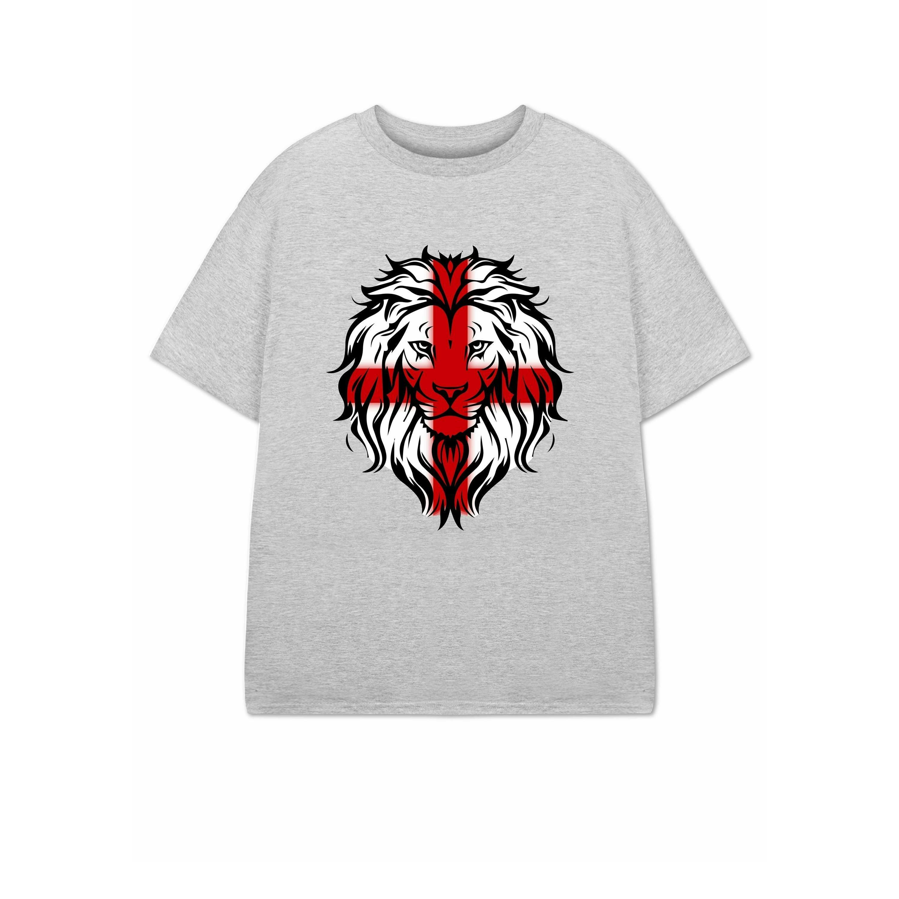 Show Me The Merch Unisex Kids Grey Lion Short Sleeved T-Shirt by Vanilla Underground , view 1 of 1