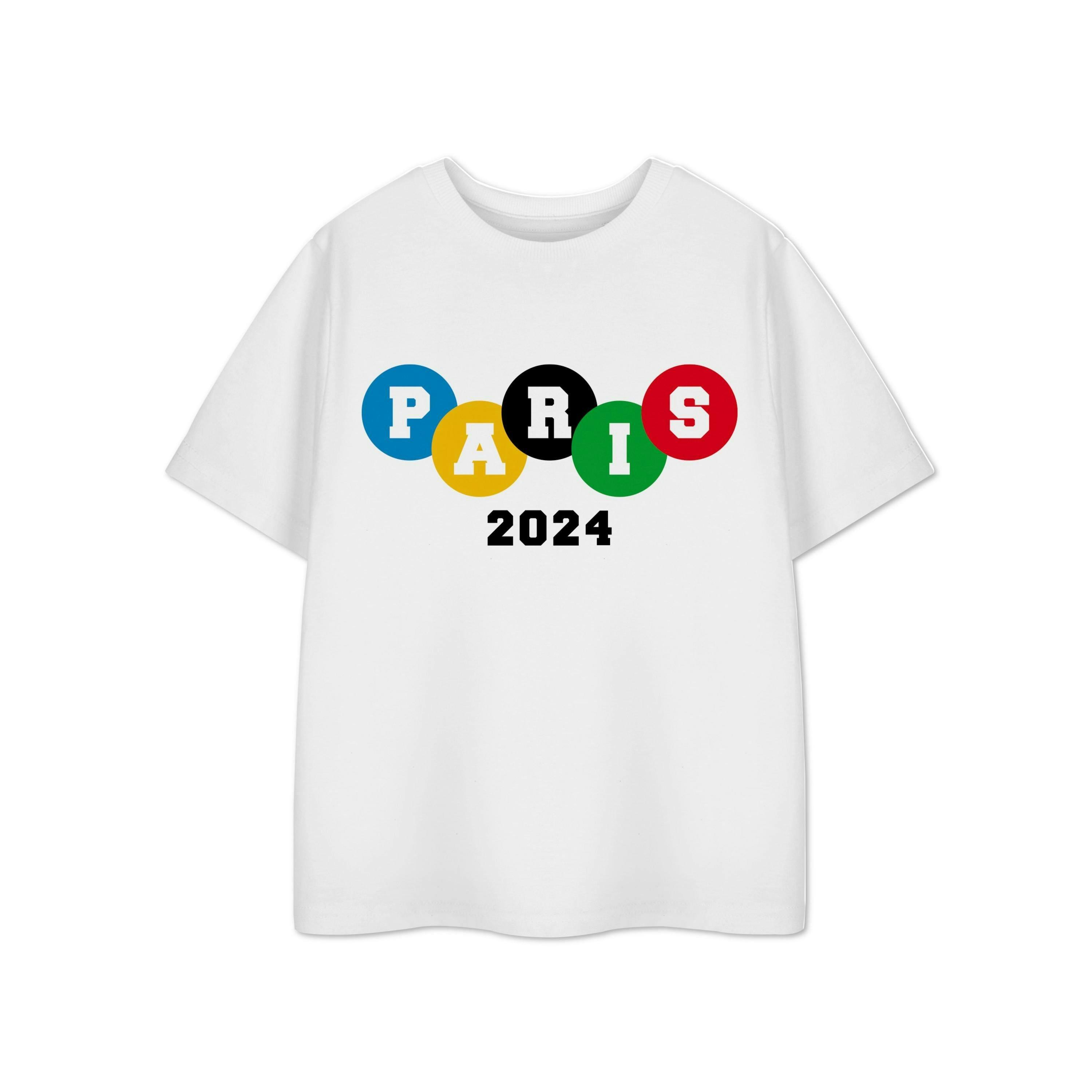 Show Me The Merch Unisex Kids White Paris 2024 Short Sleeved T-Shirt by Vanilla Underground , view 1 of 1