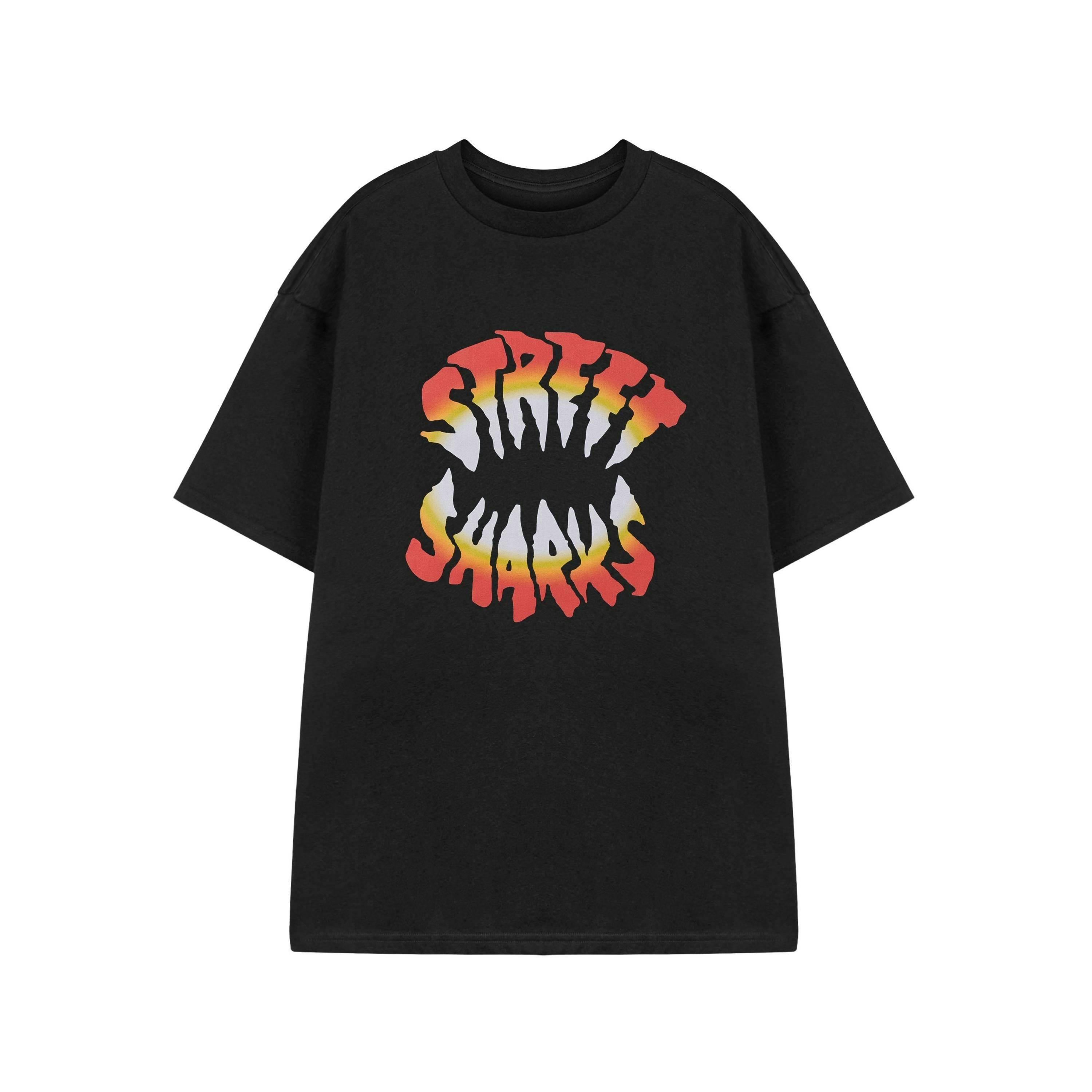 Street Sharks Mens Black Logo Short Sleeved T-Shirt by Vanilla Underground , view 1 of 3