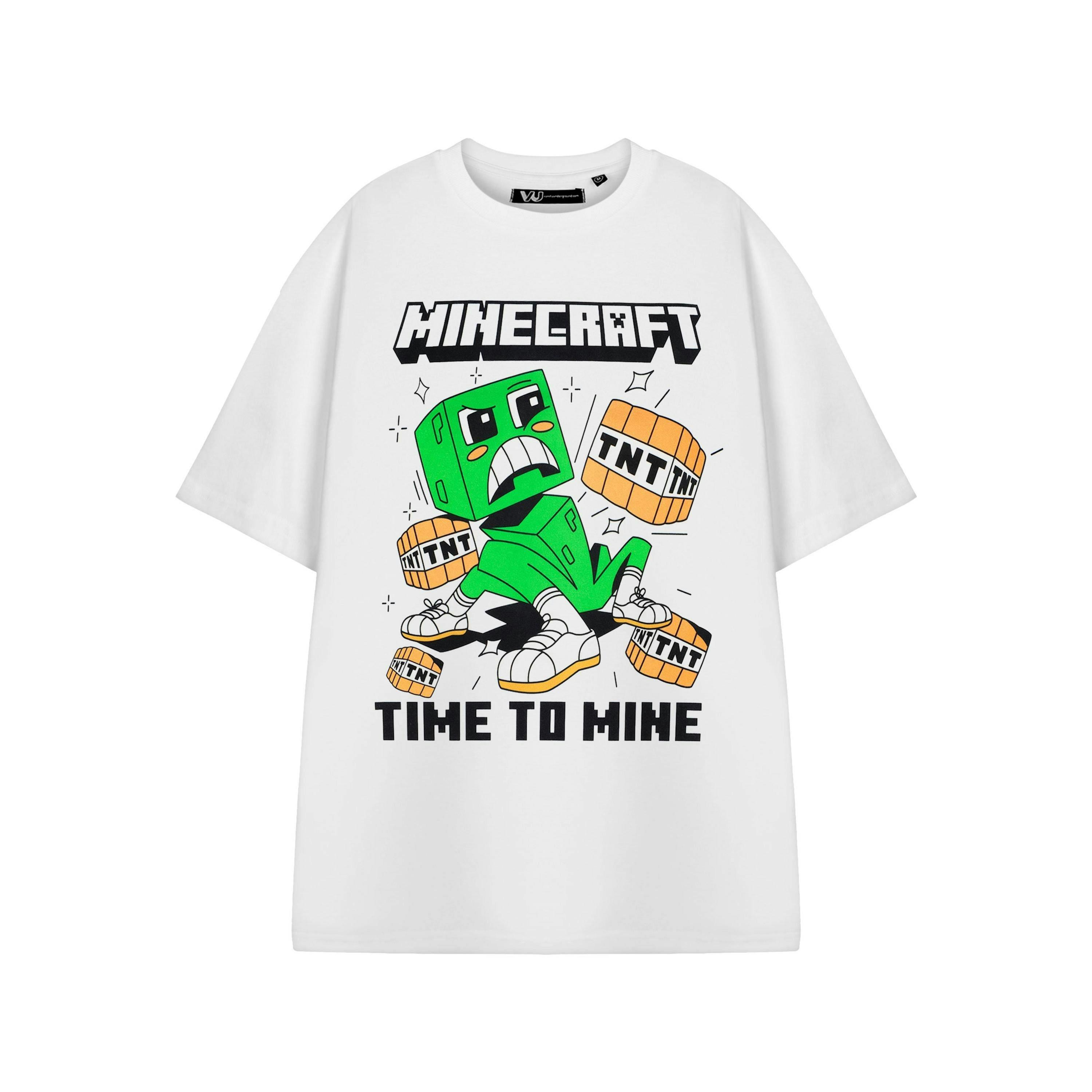 Minecraft Mens White Time To Mine Short Sleeved T-Shirt by Vanilla Underground , view 1 of 3