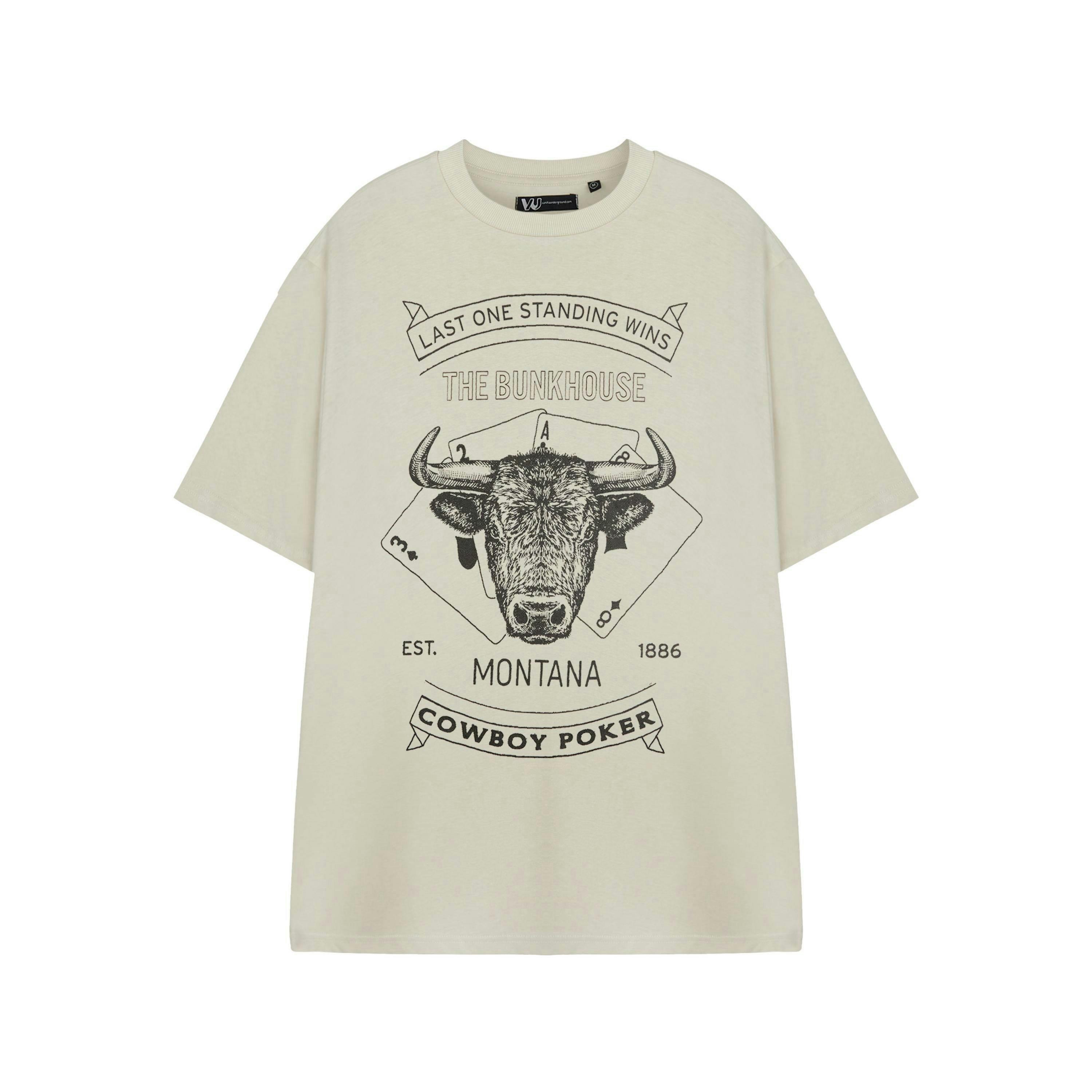 Yellowstone Mens Beige Cowboy Poker Short Sleeved T-Shirt by Vanilla Underground , view 1 of 3