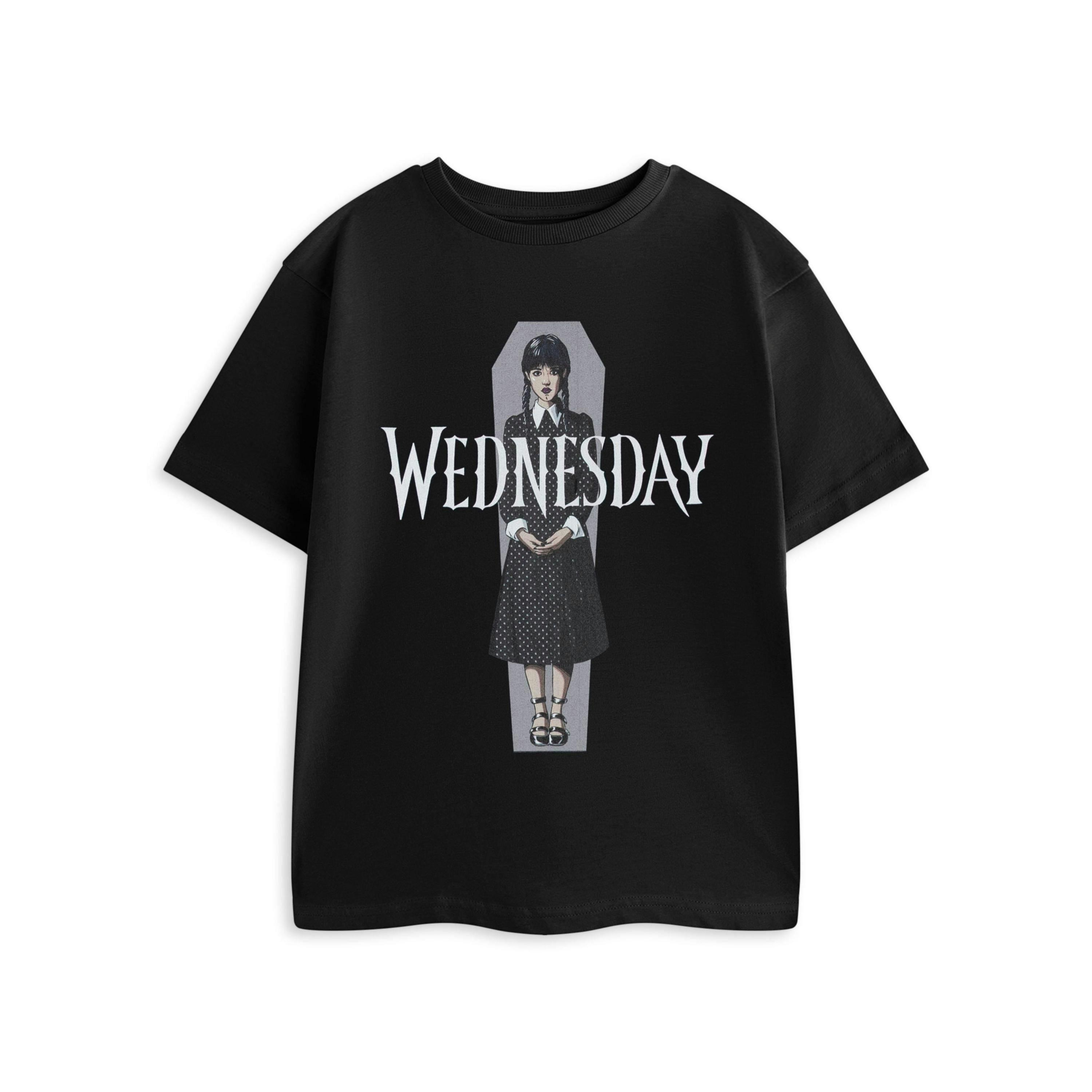 Wednesday Girls Black Polka Dot Short Sleeved T-Shirt by Vanilla Underground , view 1 of 4