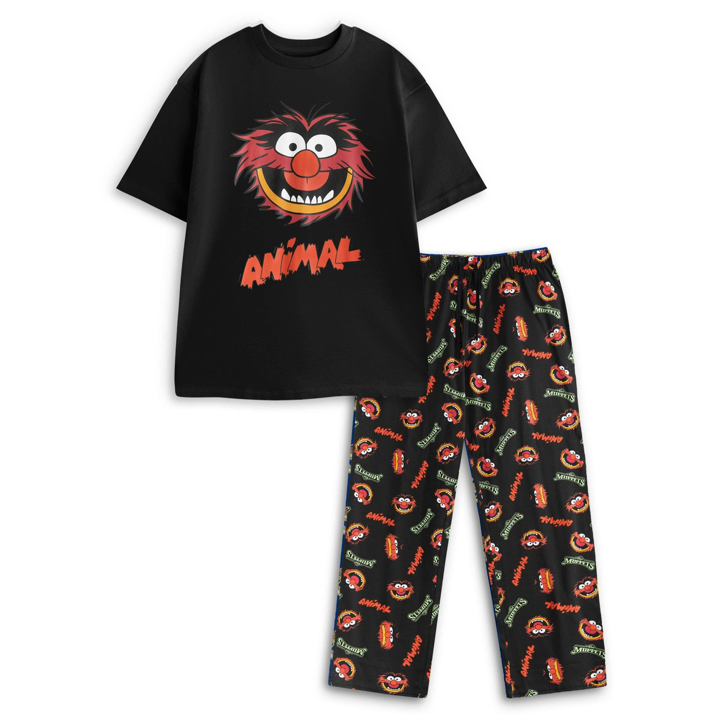 Disney Mens Black Muppets Short Sleeve Long Leg Pyjama Set by Vanilla Underground , view 1 of 6