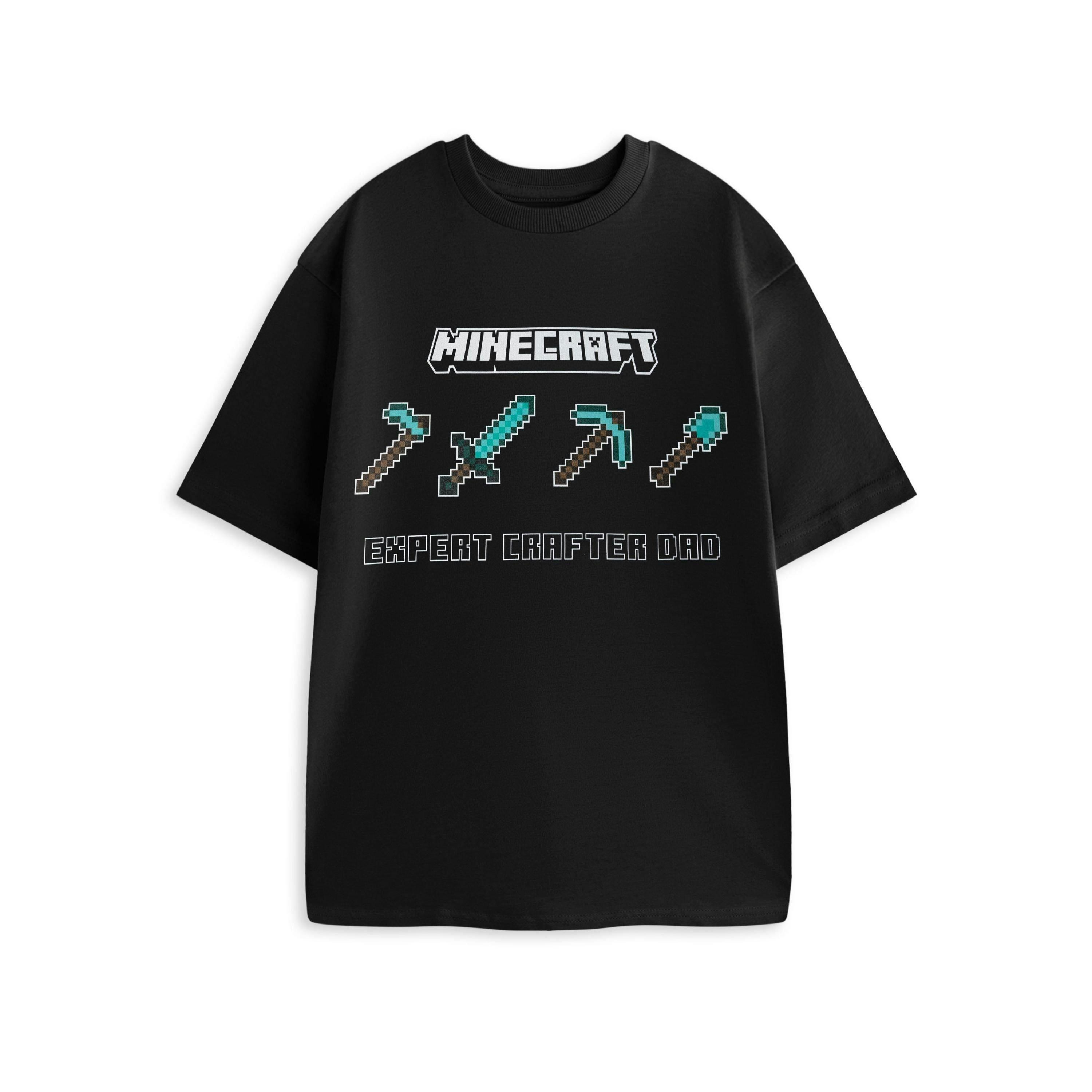 Minecraft Mens Black Expert Crafter Dad Short Sleeved T-Shirt by Vanilla Underground , view 1 of 4