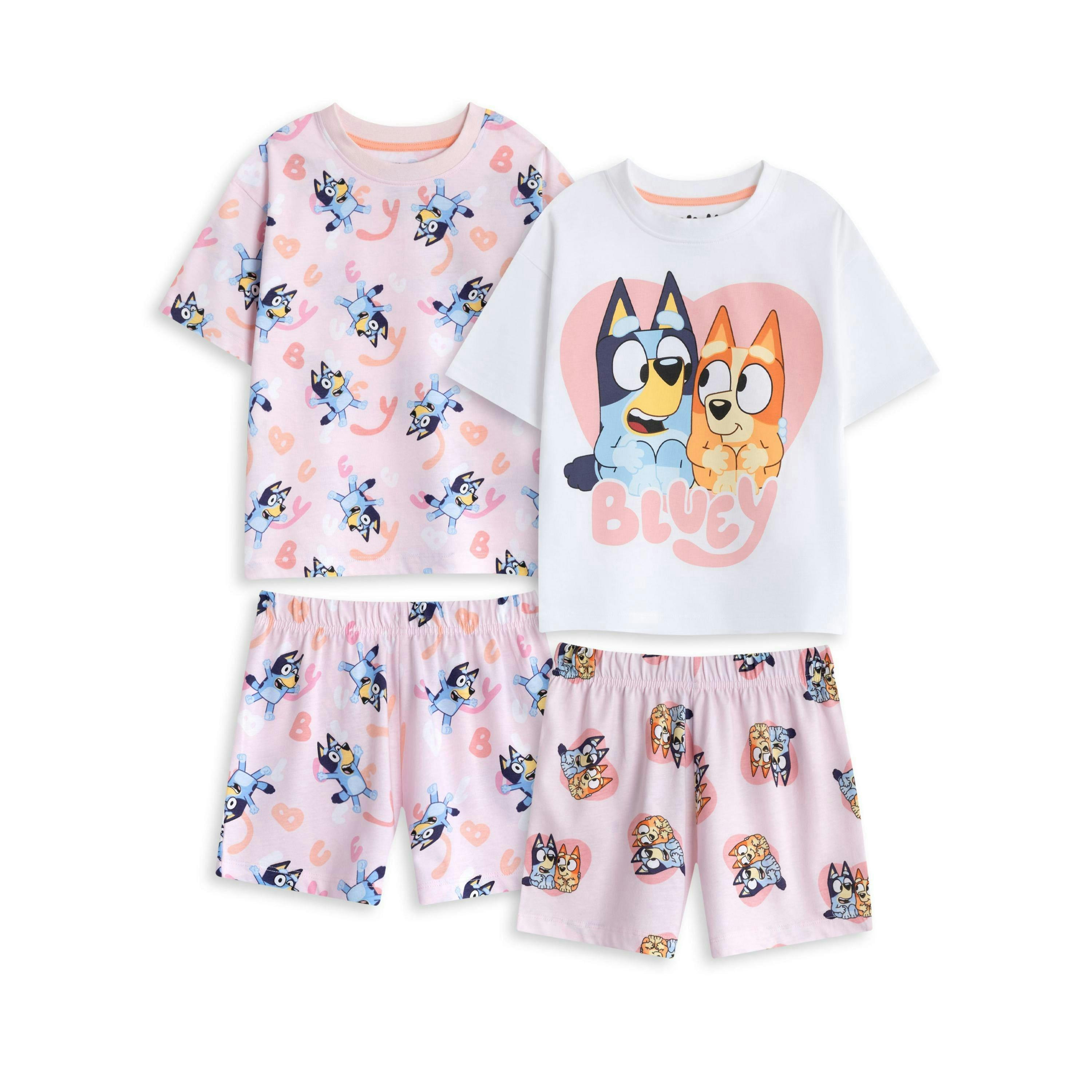 Bluey Girls Multicoloured Multi Character Multi-Pack of 2 Short Sleeve Short Leg Pyjama Set by Vanilla Underground , view 1 of 6