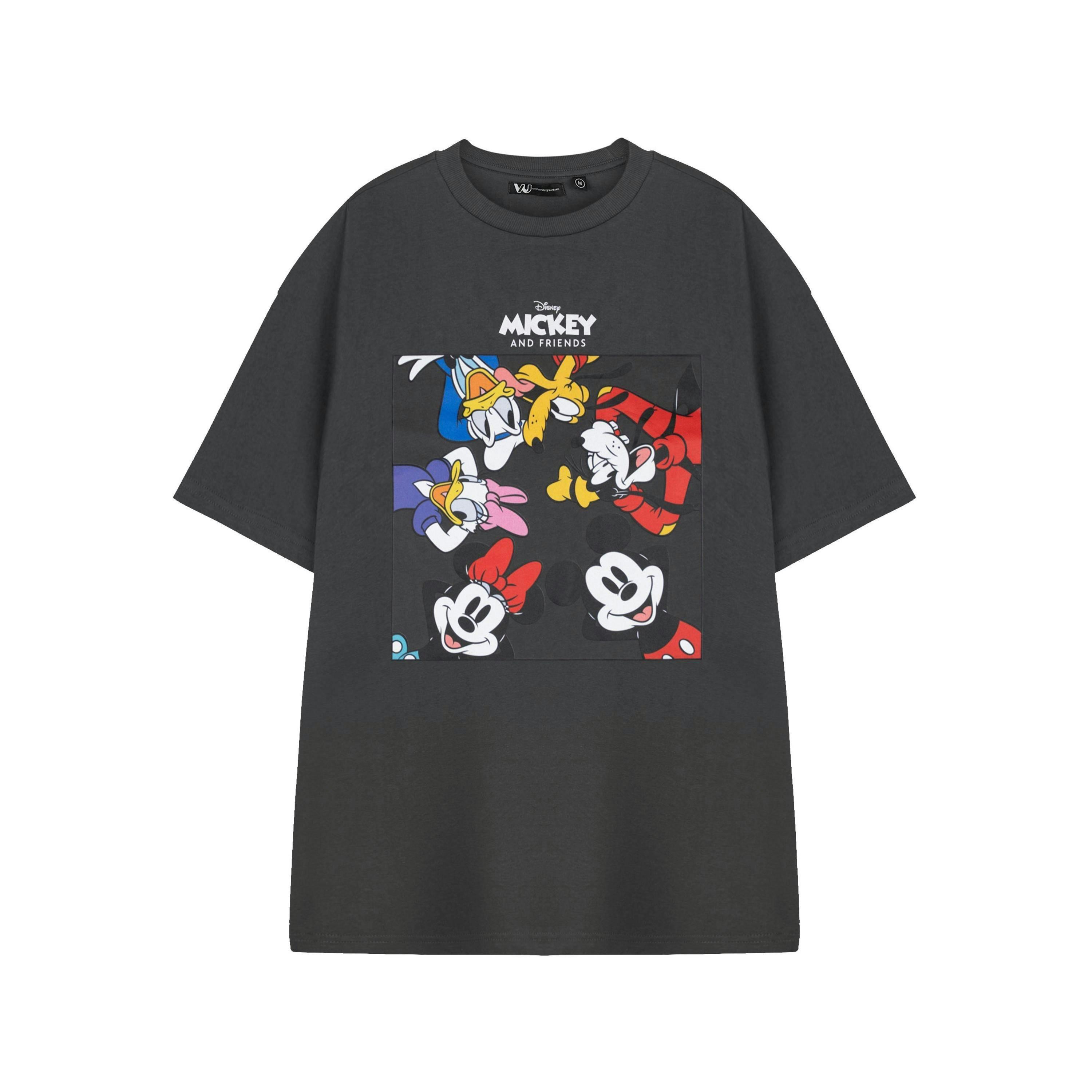 Disney Unisex Grey Mickey & Friends Short Sleeved T-Shirt by Vanilla Underground , view 1 of 3