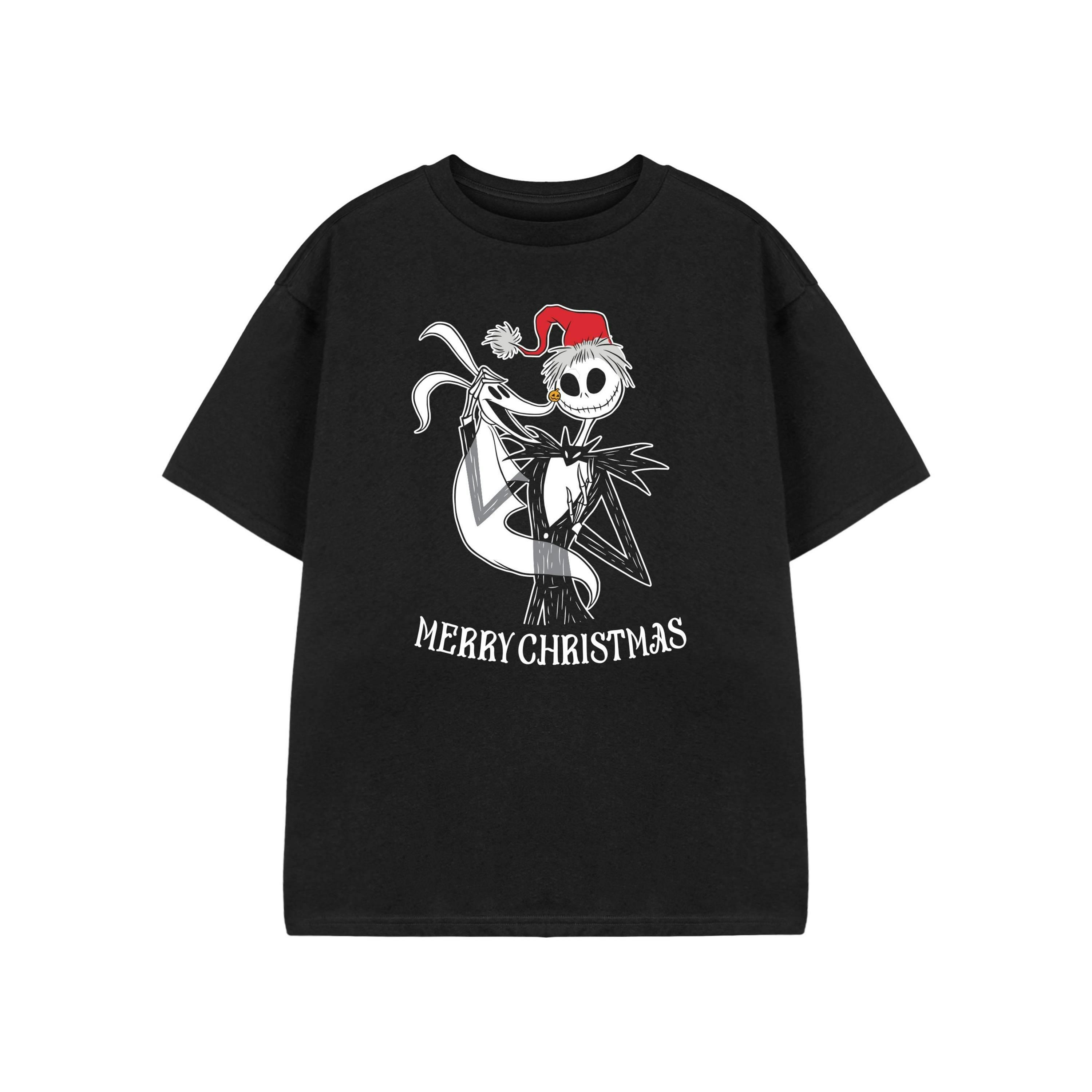 Disney Unisex Kids Black Merry Christmas Short Sleeved T-Shirt by Vanilla Underground , view 1 of 3