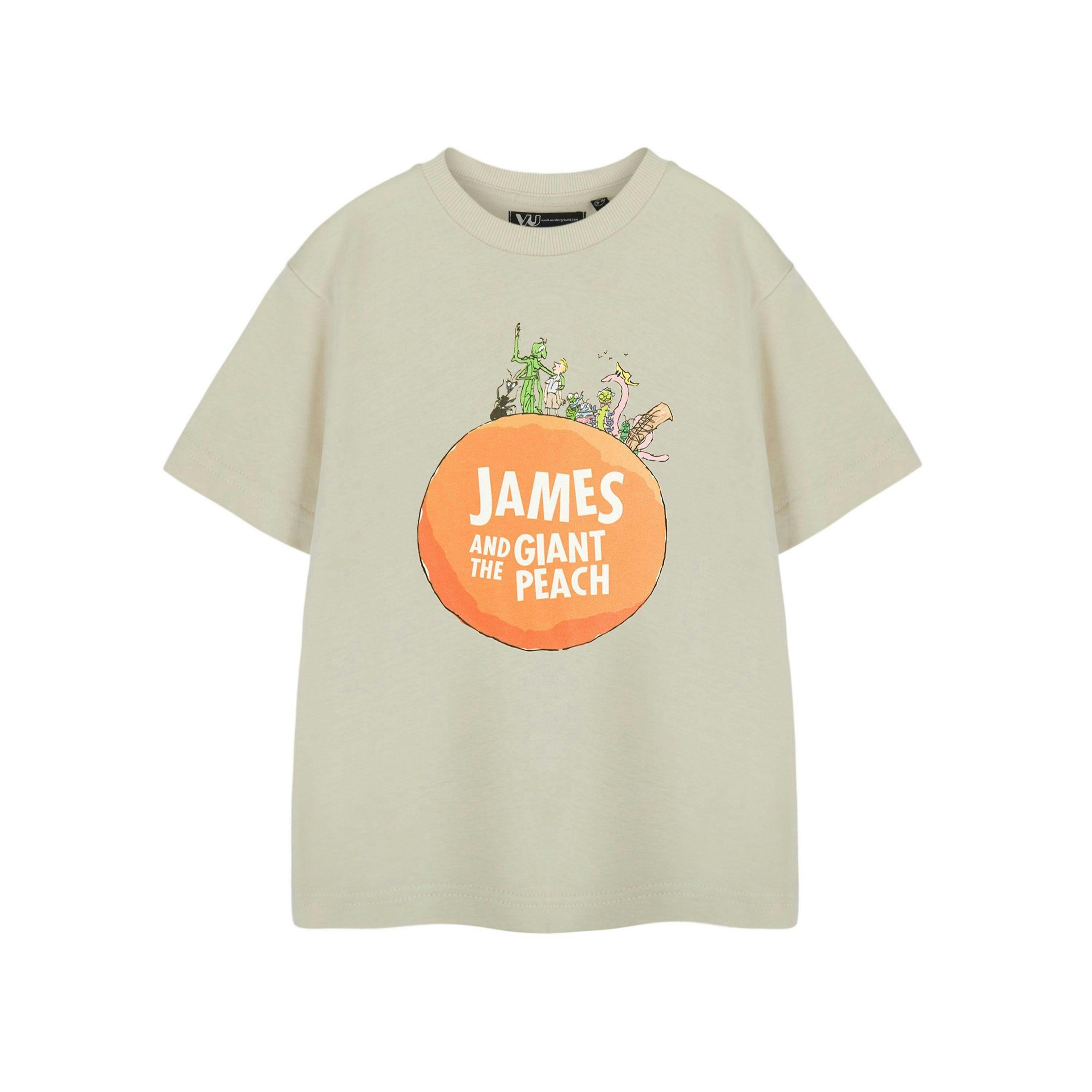 Roald Dahl Unisex Kids Beige James and The Giant Peach Short Sleeved T-Shirt by Vanilla Underground , view 1 of 4