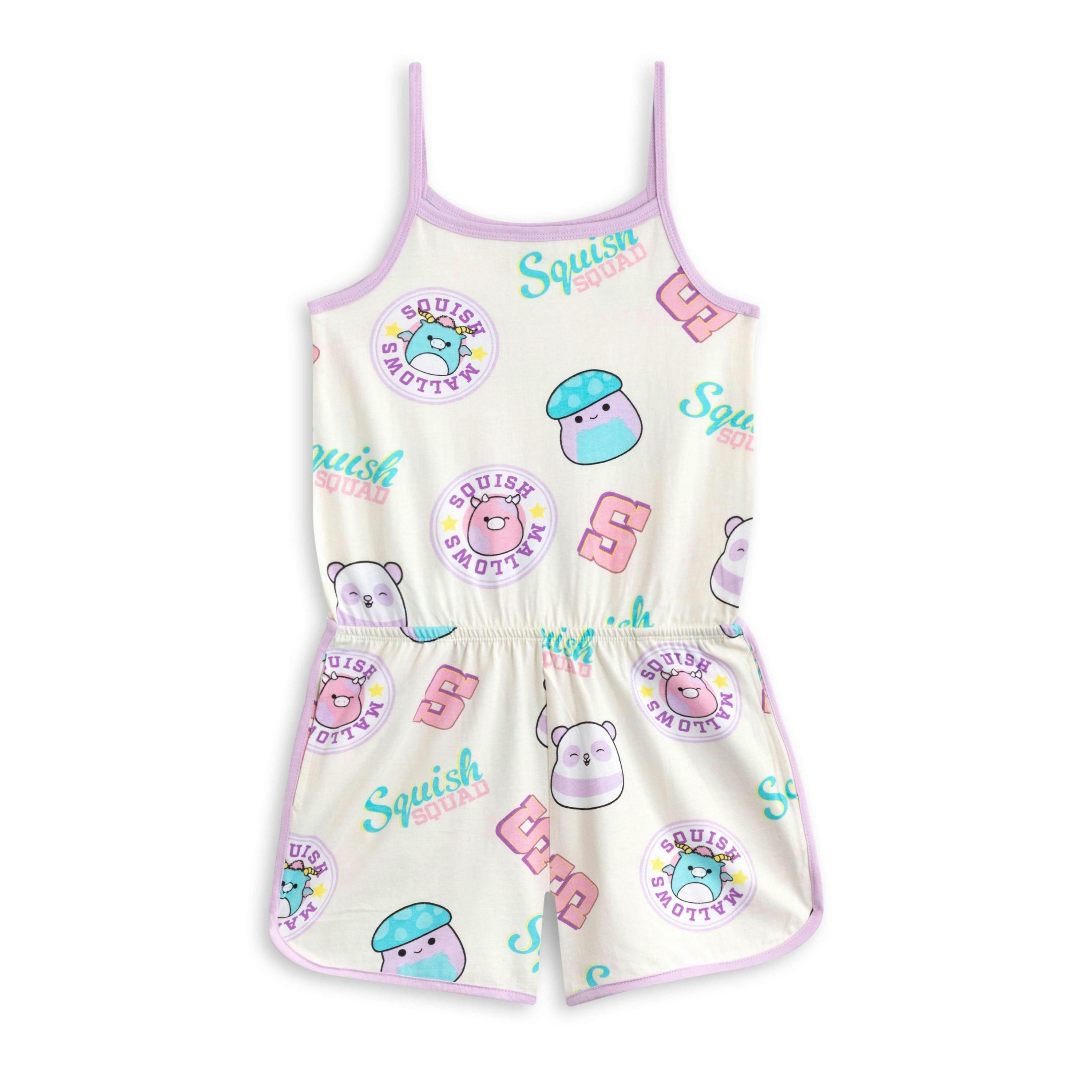 Squishmallows Girls Multicoloured Character AOP Sleeveless Playsuit by Vanilla Underground , view 1 of 6