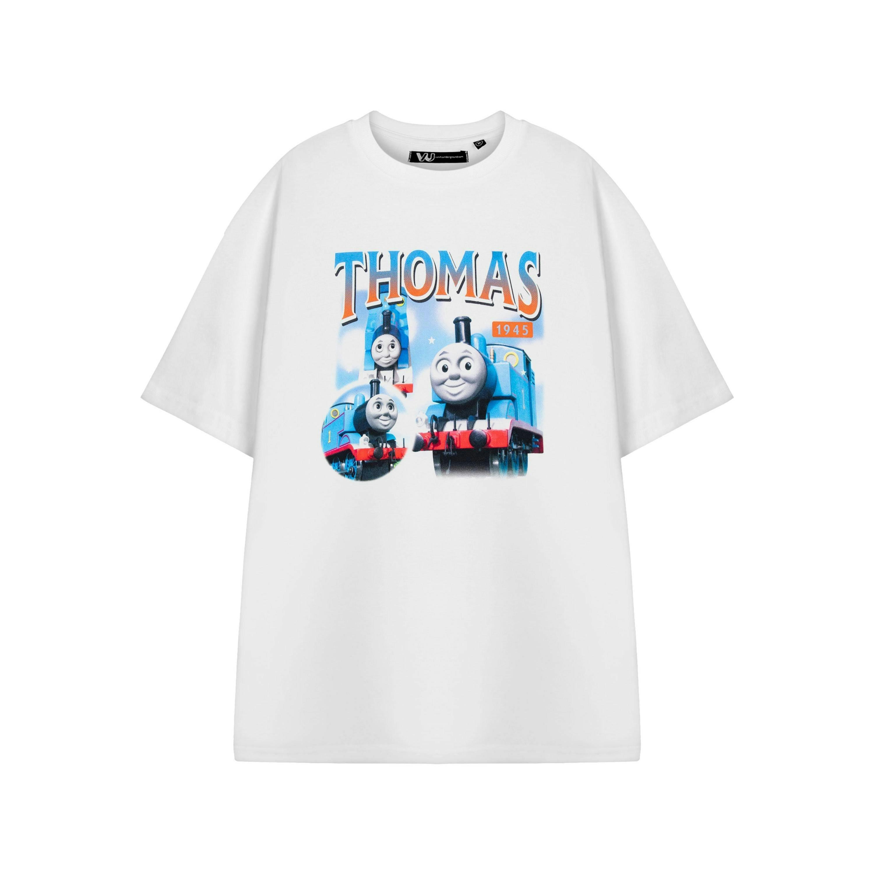 Thomas and Friends Mens White Homage Short Sleeved T-Shirt by Vanilla Underground , view 1 of 3