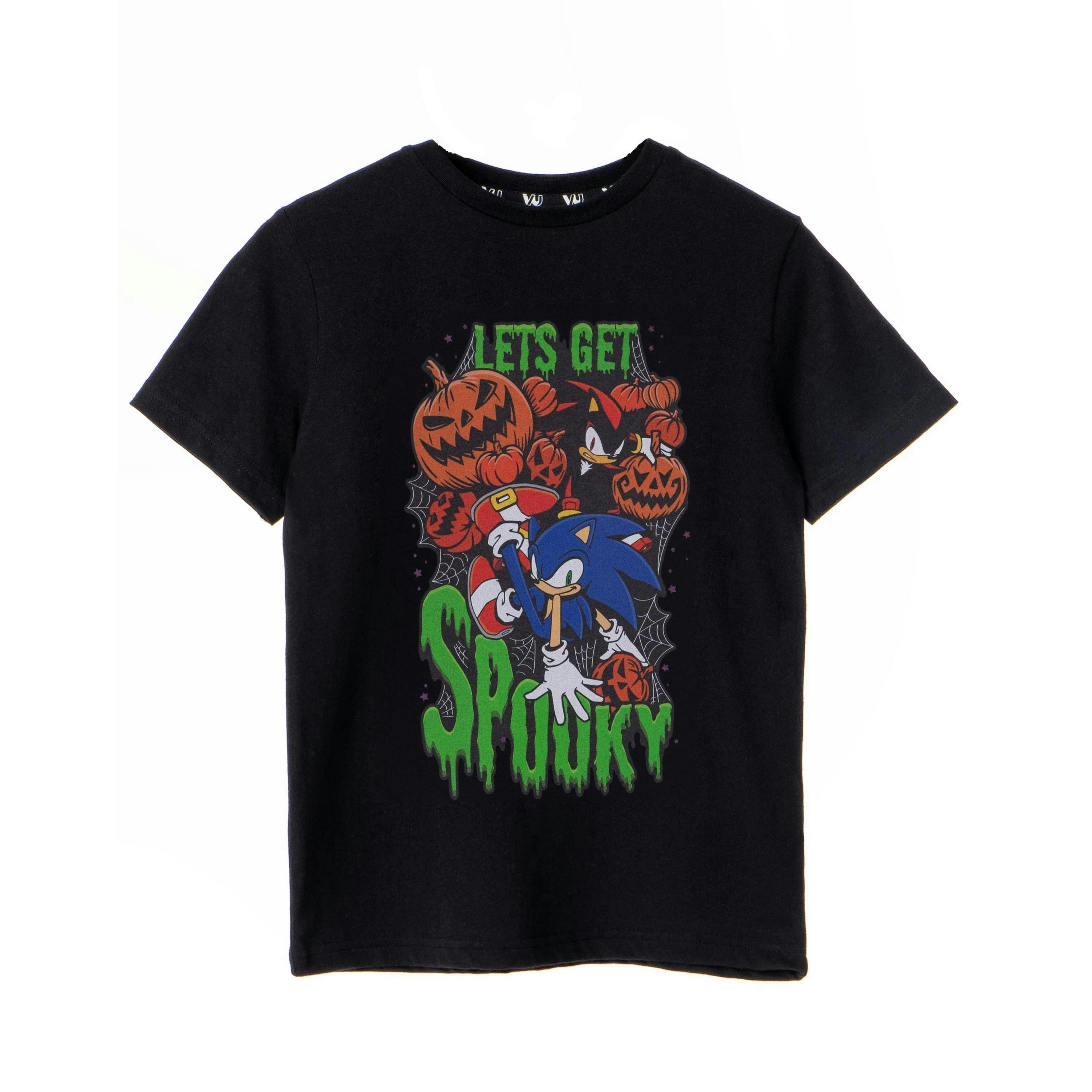 Sonic the Hedgehog Boys Black Let's Get Spooky Short Sleeved T-Shirt by Vanilla Underground , view 1 of 6