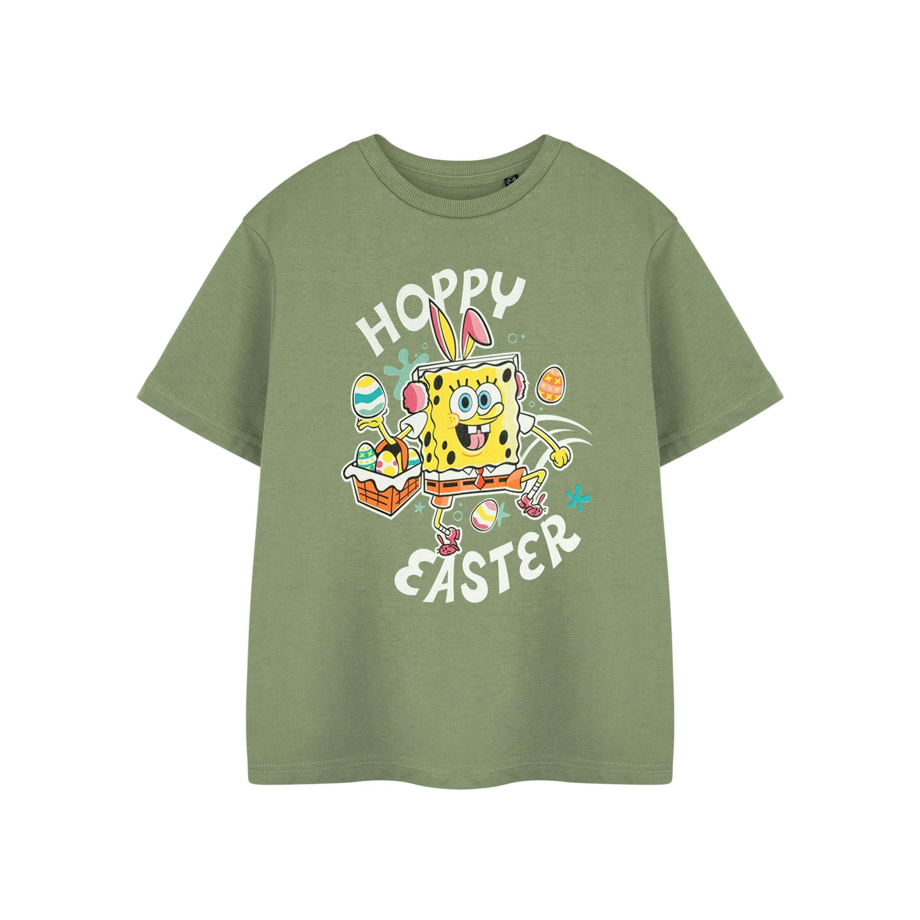 SpongeBob SquarePants Unisex Kids Green Hoppy Easter Short Sleeved T-Shirt by Vanilla Underground , view 1 of 4