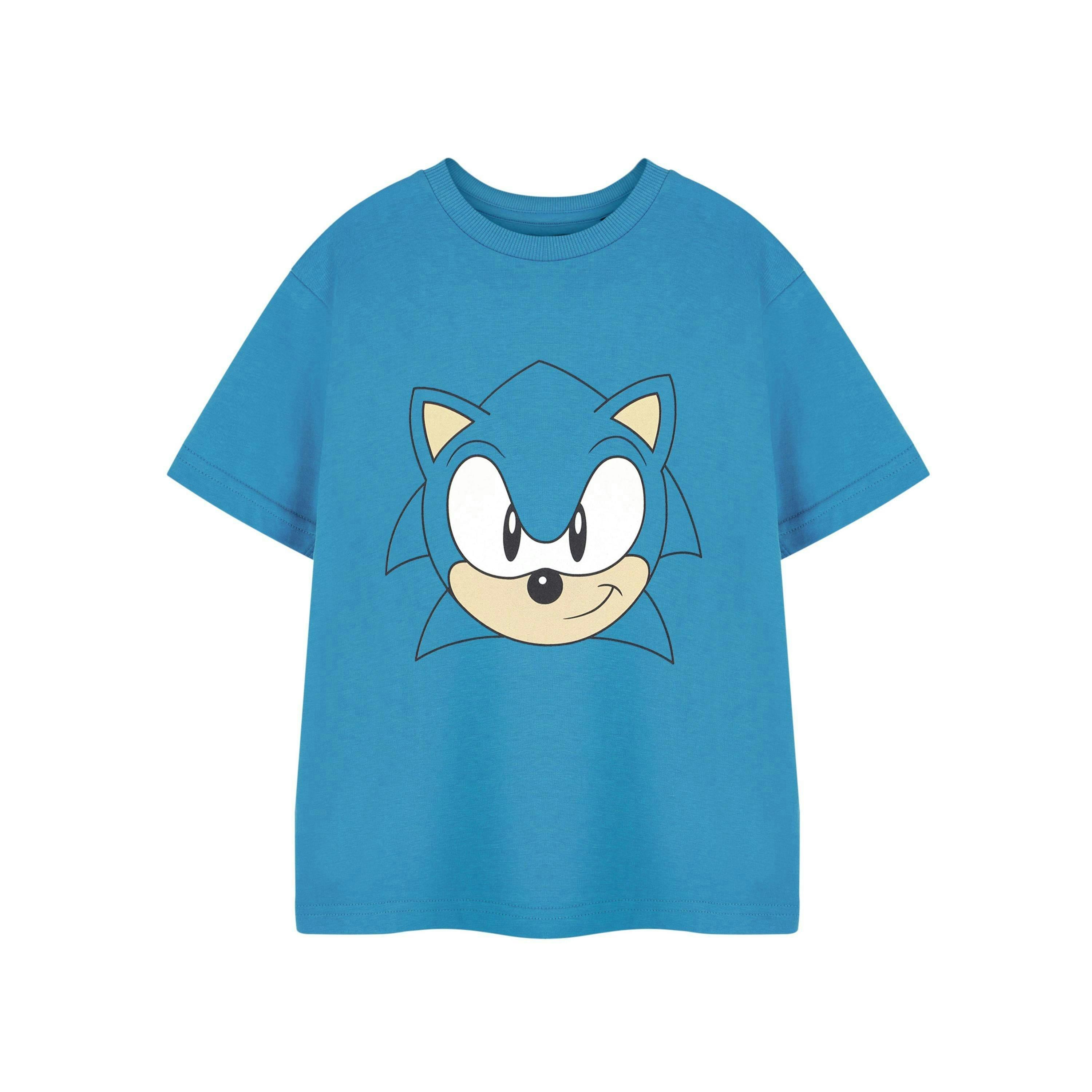 Sonic the Hedgehog Boys Blue Big Face Short Sleeved T-Shirt by Vanilla Underground , view 1 of 3