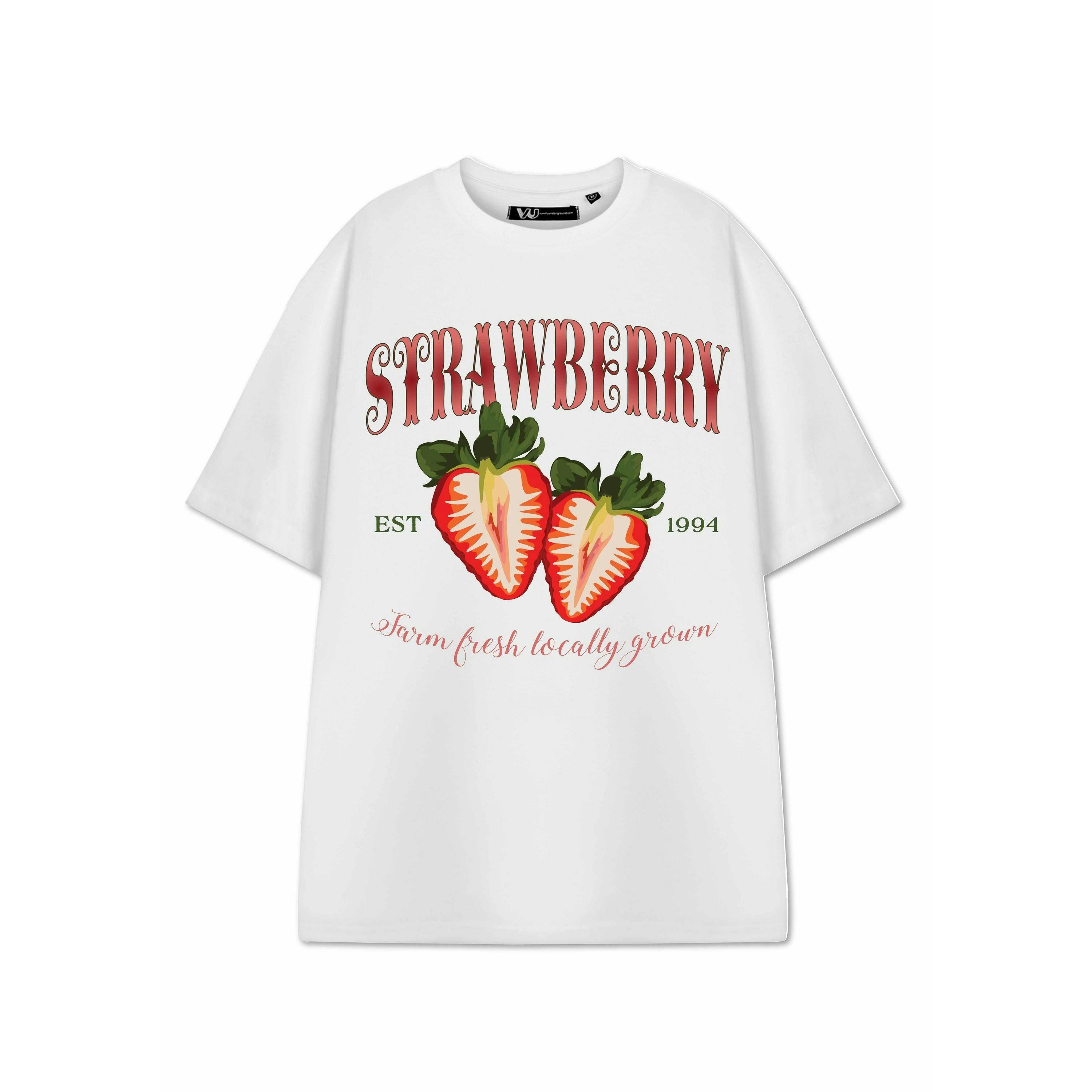 Show Me The Merch Womens White Strawberry Short Sleeved T-Shirt by Vanilla Underground , view 1 of 1