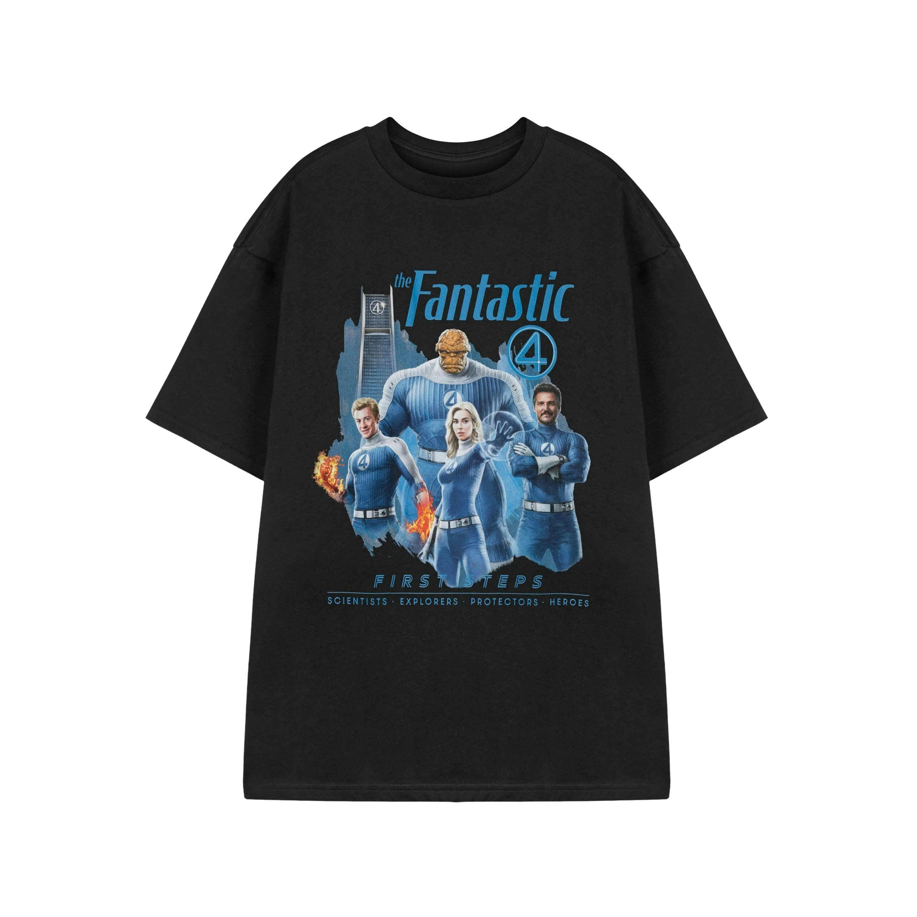Marvel First Steps Mens Black Fantastic Four Short Sleeved T-Shirt by Vanilla Underground , view 1 of 3