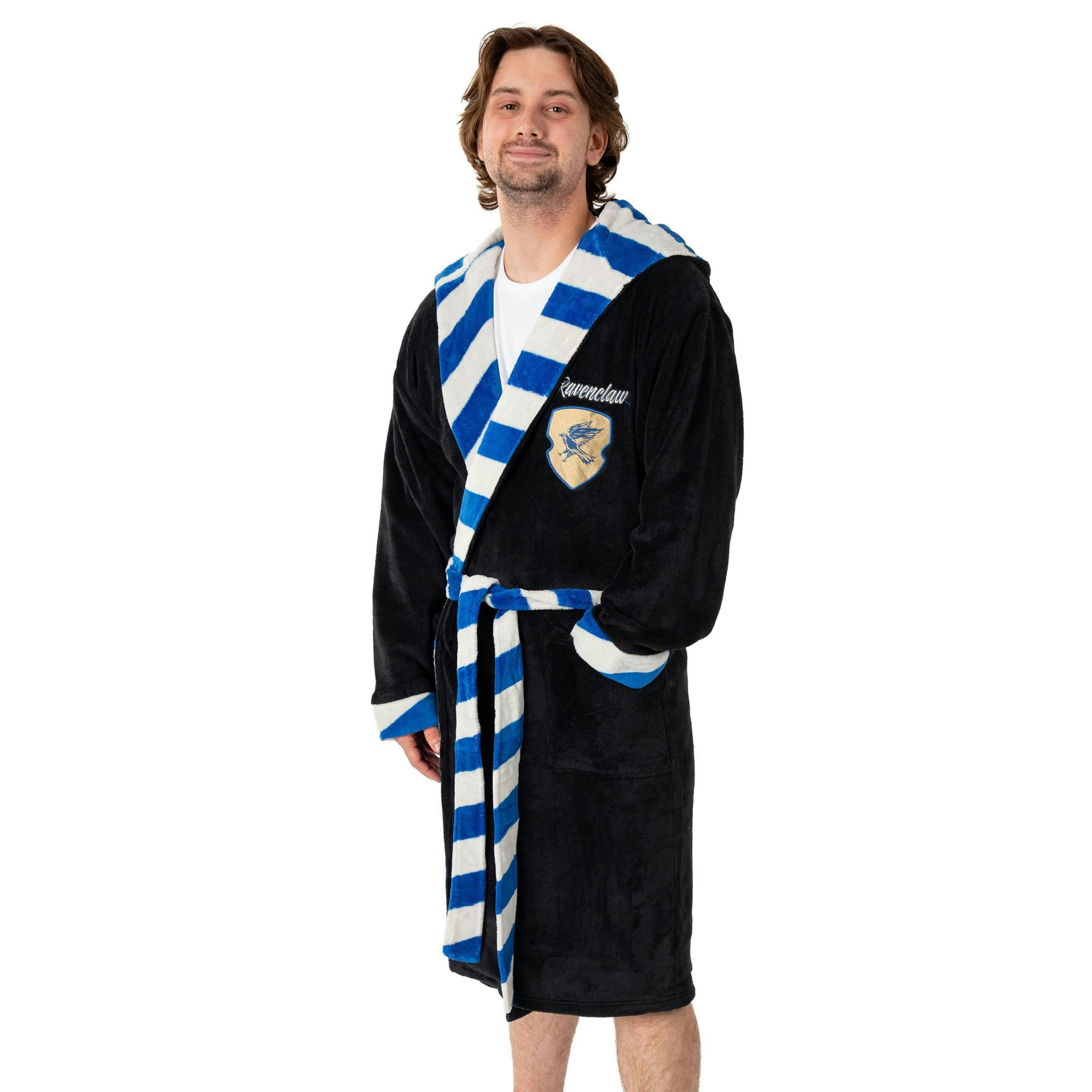 Harry Potter Unisex Black Ravenclaw Hooded Bathrobe by Vanilla Underground , view 1 of 6
