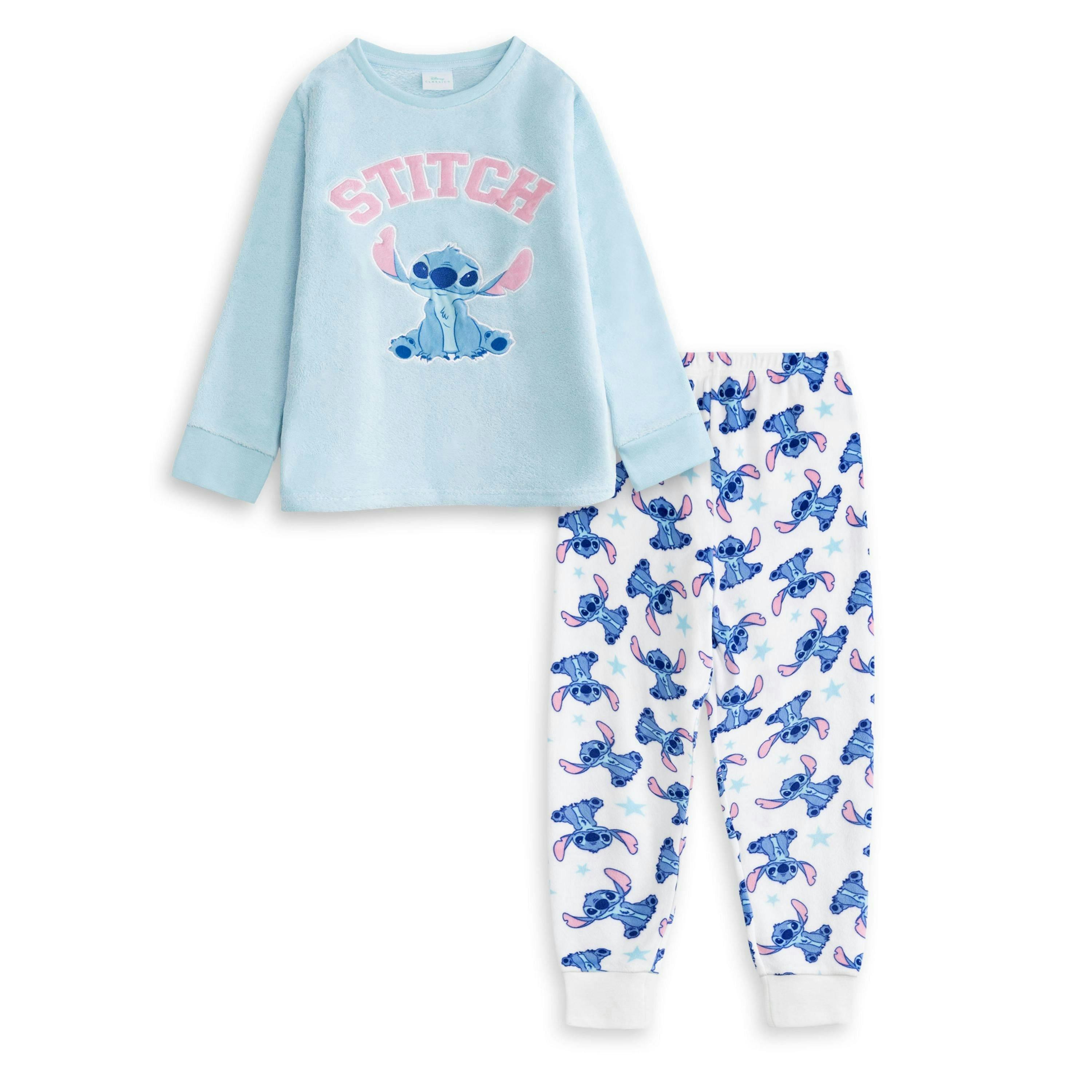 Lilo & Stitch Girls Blue Character Long Sleeve Long Leg Pyjama Set by Vanilla Underground , view 1 of 6