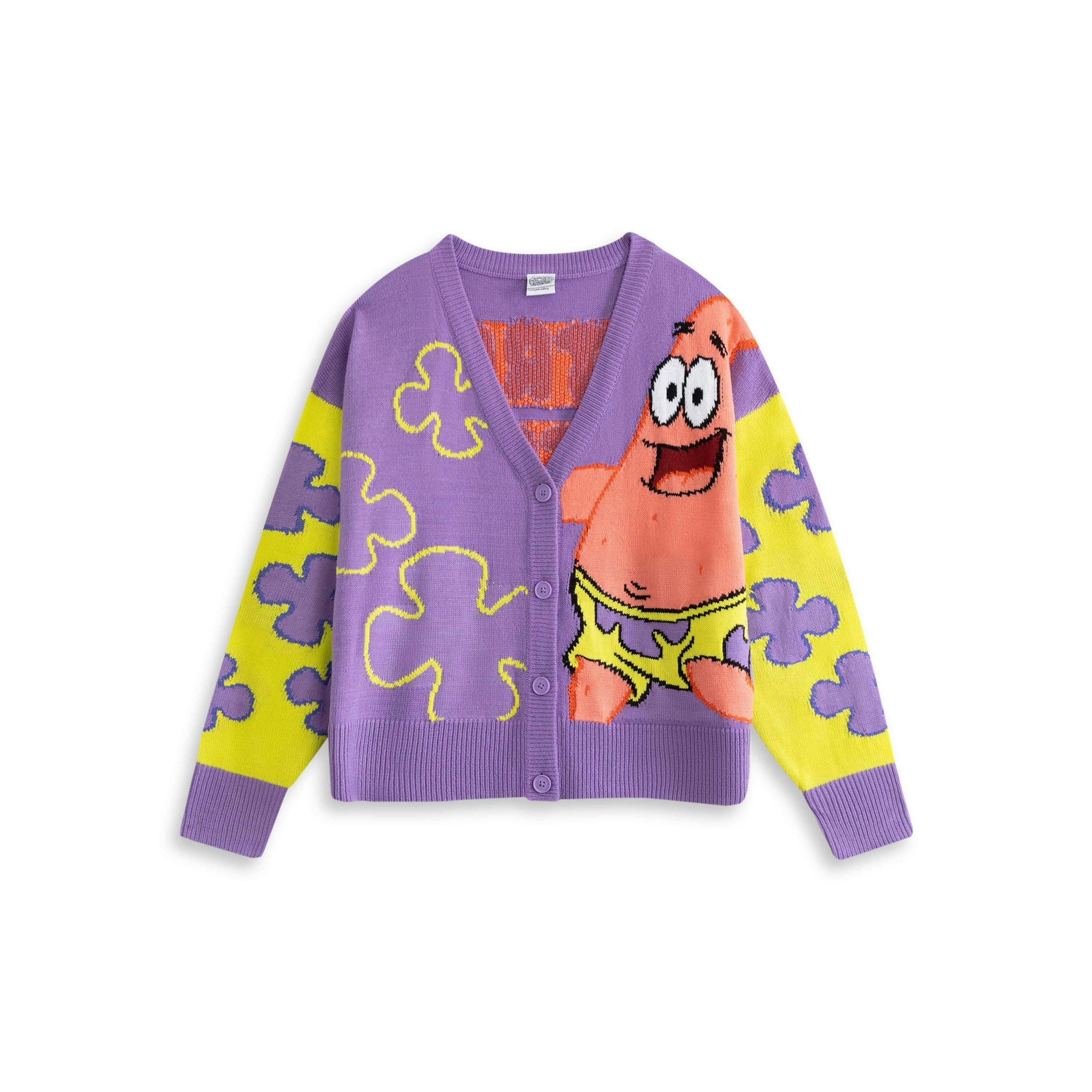 SpongeBob SquarePants Womens Purple Patric Star Cardigan by Vanilla Underground , view 1 of 6