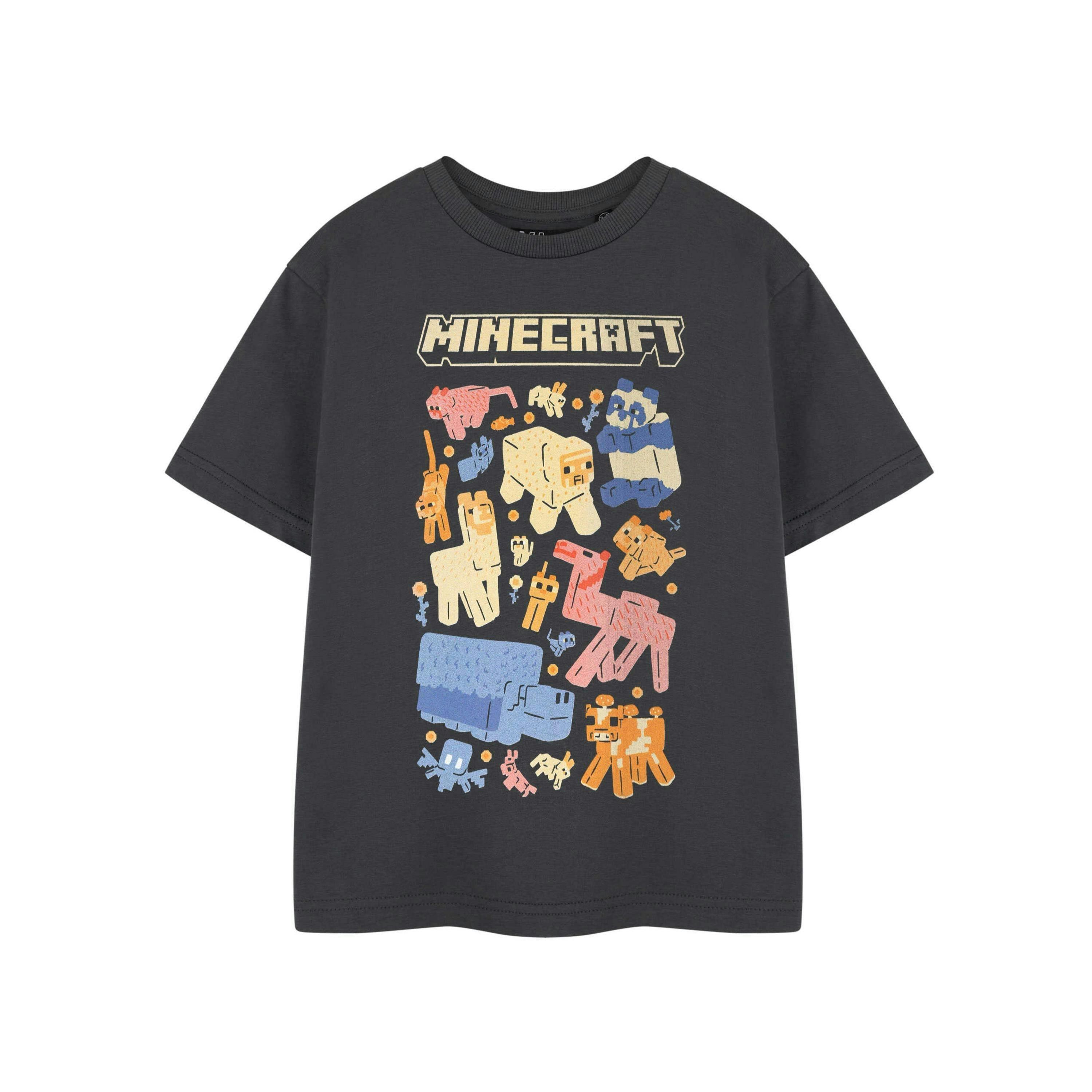 Minecraft Girls Grey Animals Short Sleeved T-Shirt by Vanilla Underground , view 1 of 5