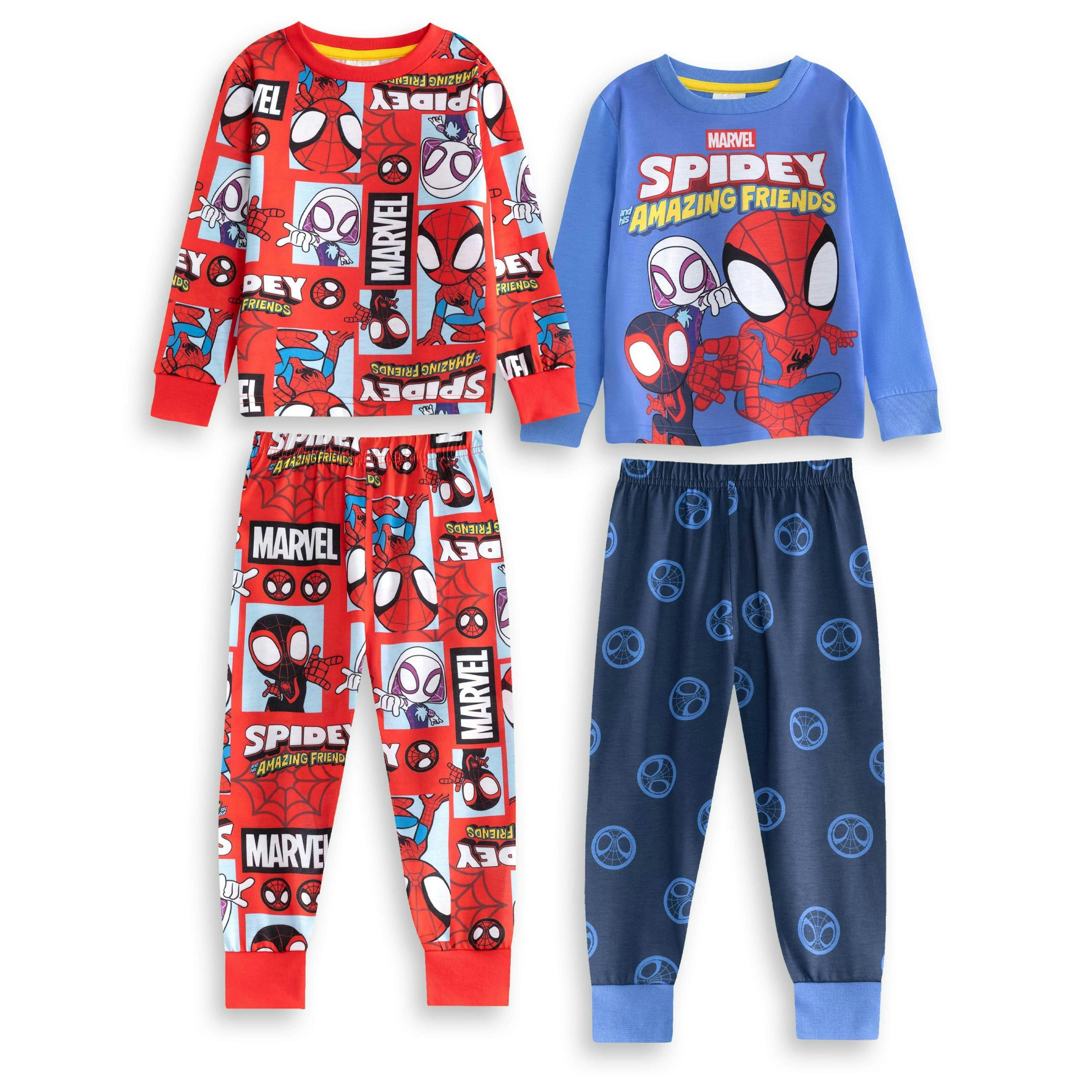 Spidey and His Amazing Friends Boys Multicoloured Character Multi-Pack of 2 Long Sleeve Long Leg Pyjama Set by Vanilla Underground , view 1 of 6