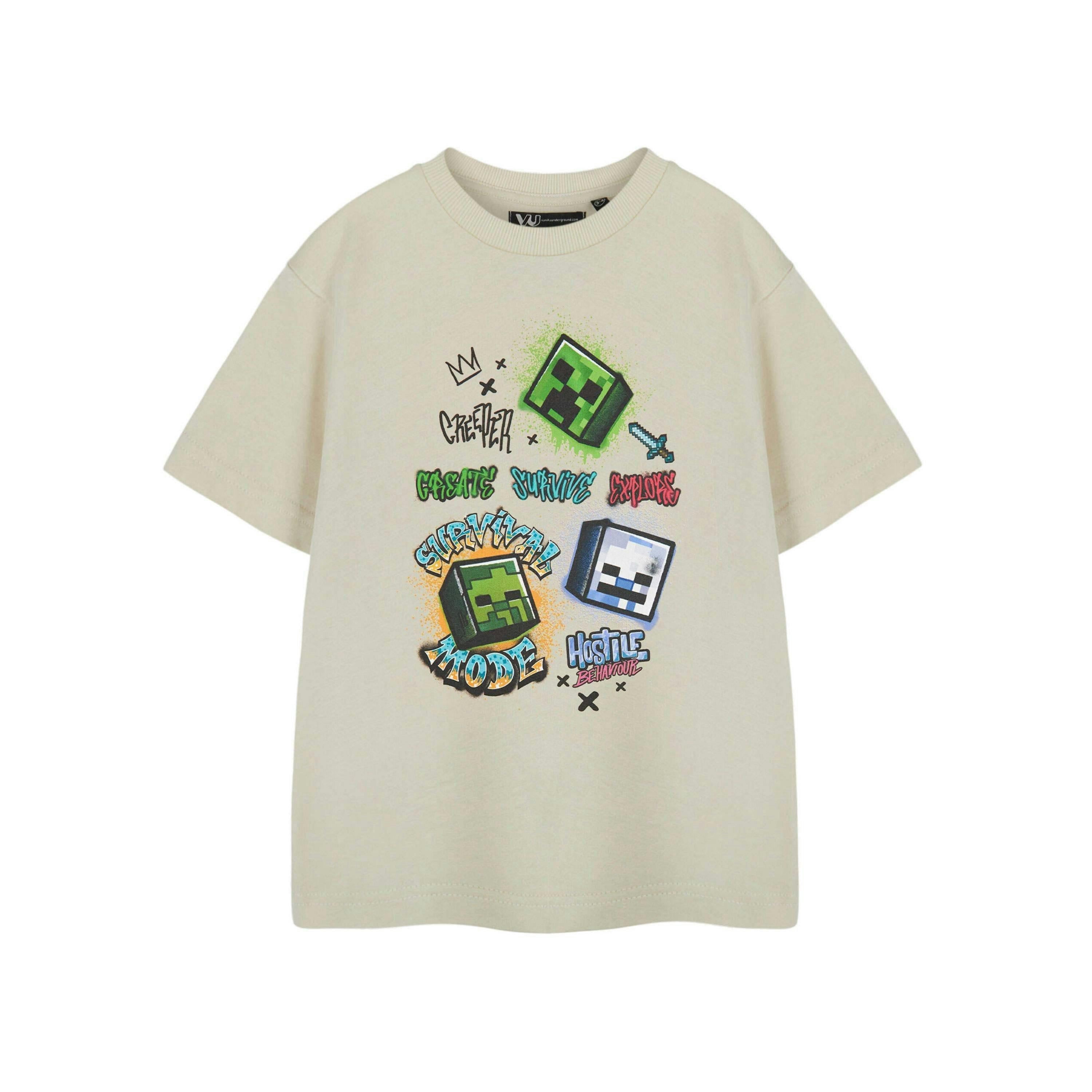Minecraft Boys Beige Survival Short Sleeved T-Shirt by Vanilla Underground , view 1 of 3