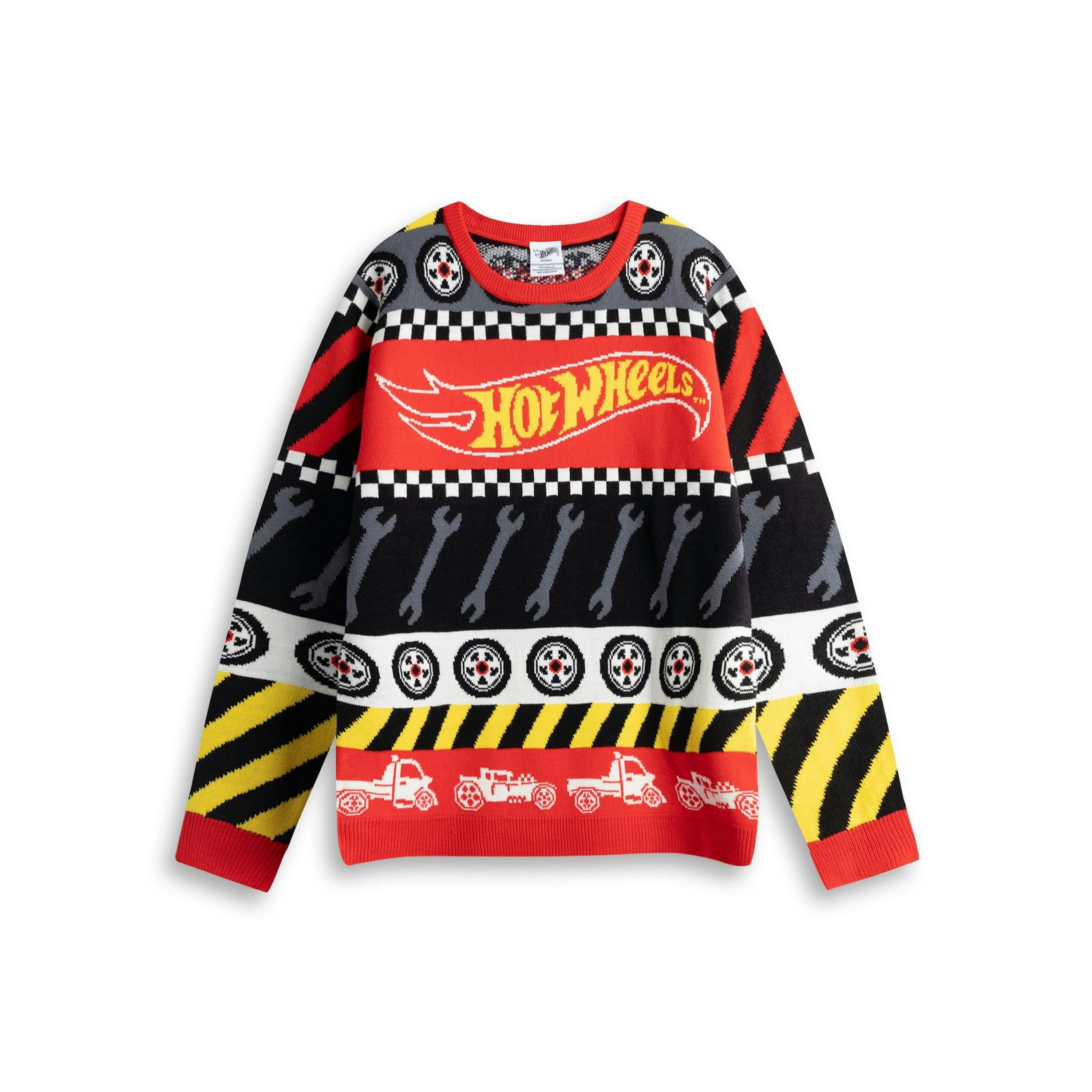 Hot Wheels Mens Multicoloured Tyre & Spanner Fairisle Christmas Jumper by Vanilla Underground , view 1 of 6