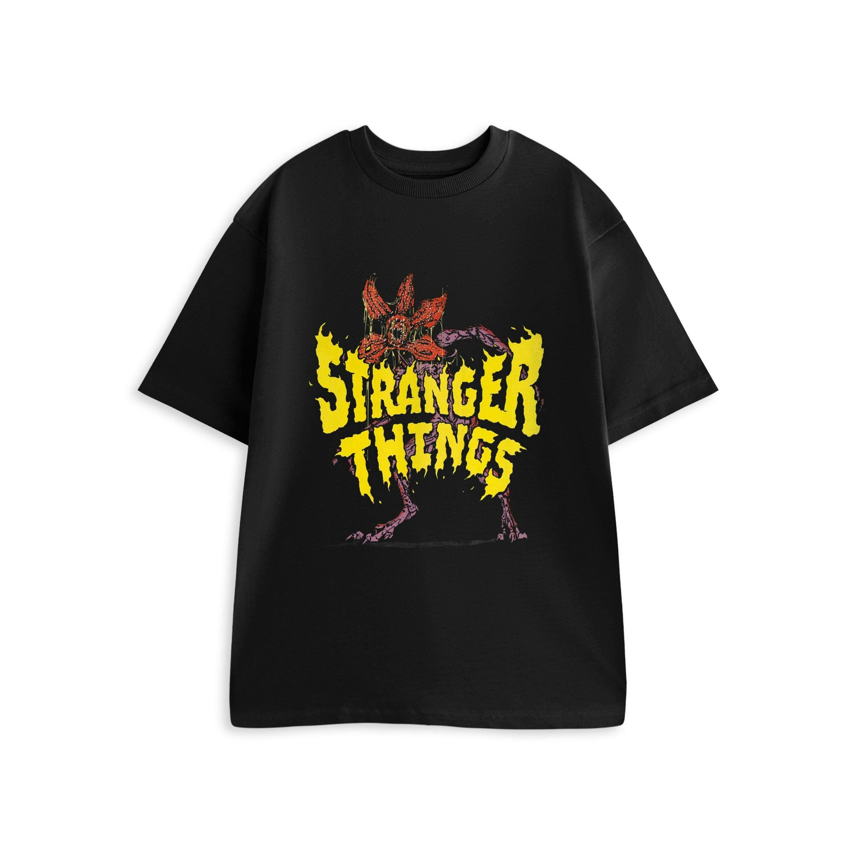 Stranger Things Unisex Black Demogorgon Short Sleeved T-Shirt by Vanilla Underground , view 1 of 4