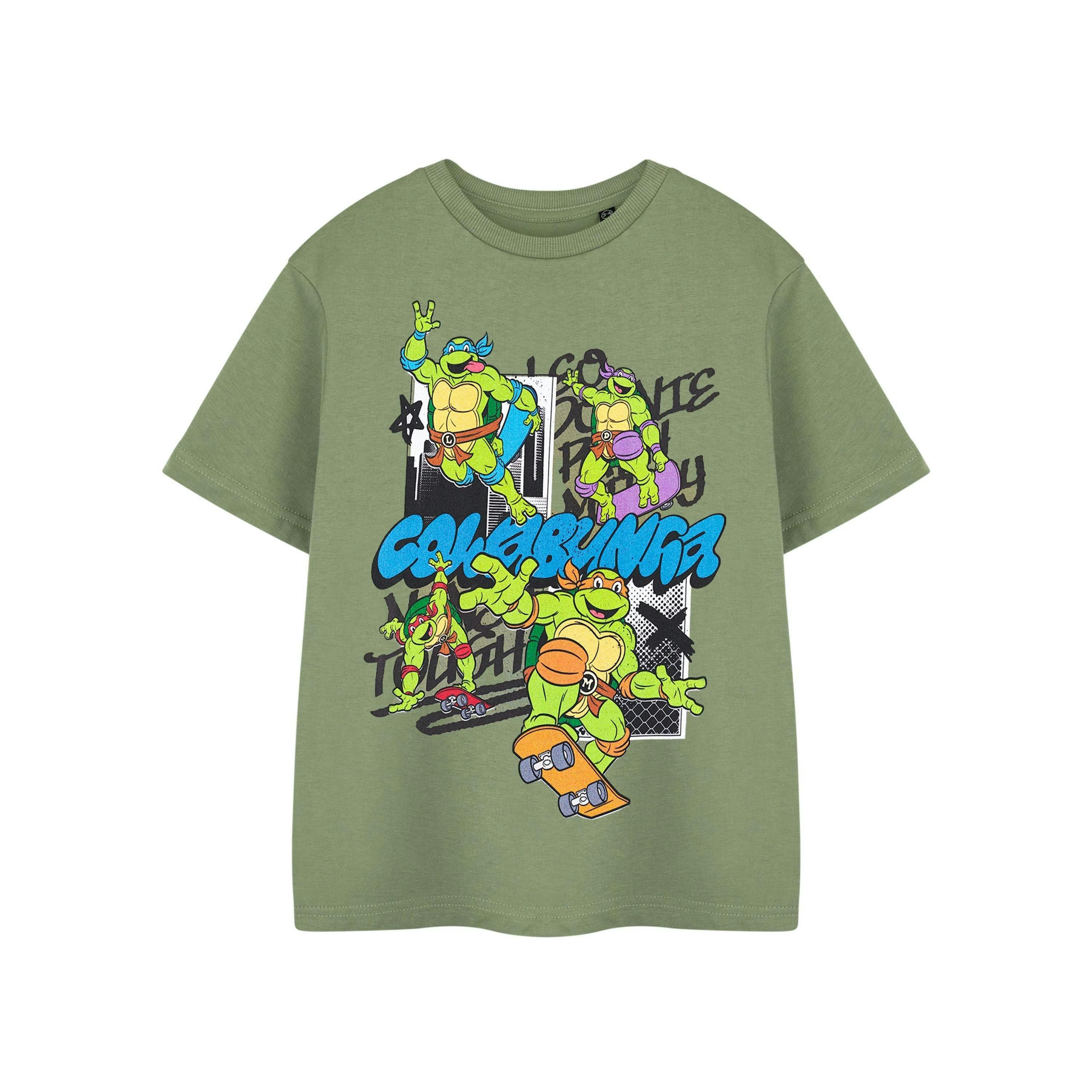 Teenage Mutant Ninja Turtles Boys Green Cowabunga Short Sleeved T-Shirt by Vanilla Underground , view 1 of 5