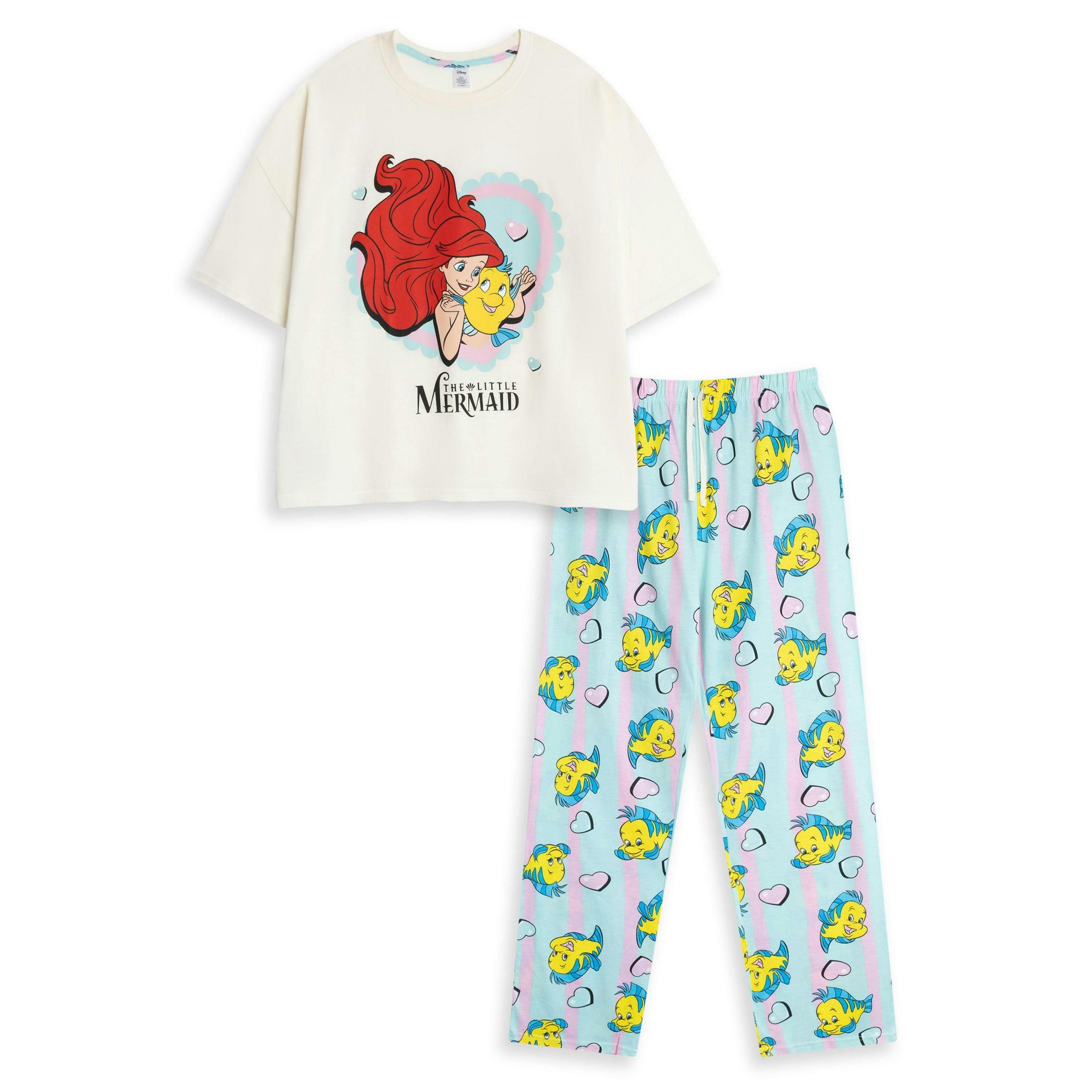 Disney Womens Beige The Little Mermaid Short Sleeve Long Leg Pyjama Set by Vanilla Underground , view 1 of 6
