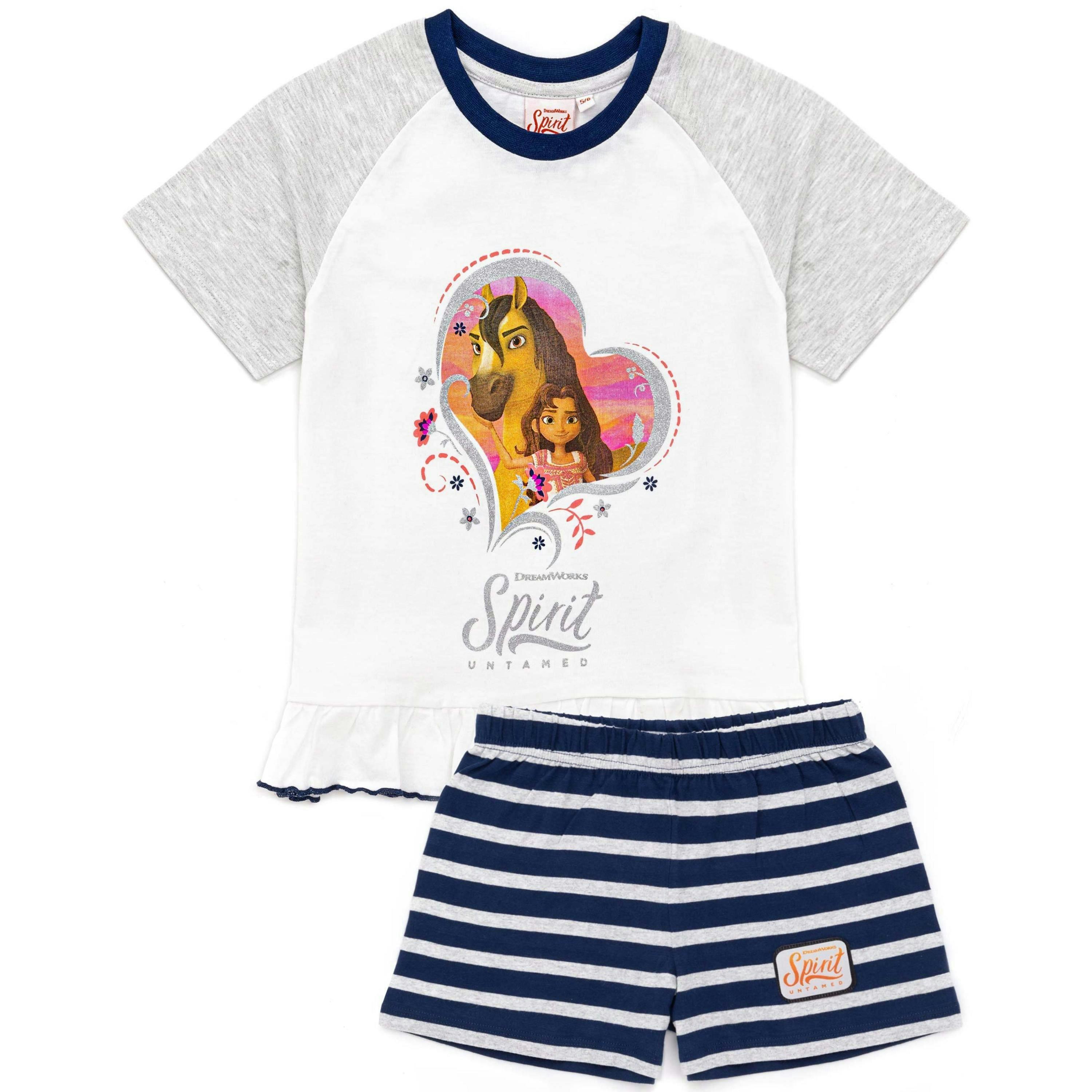 DreamWorks Girls Blue Spirit Character Placement Print Short Sleeve Short Leg Pyjama Set by Vanilla Underground , view 1 of 6