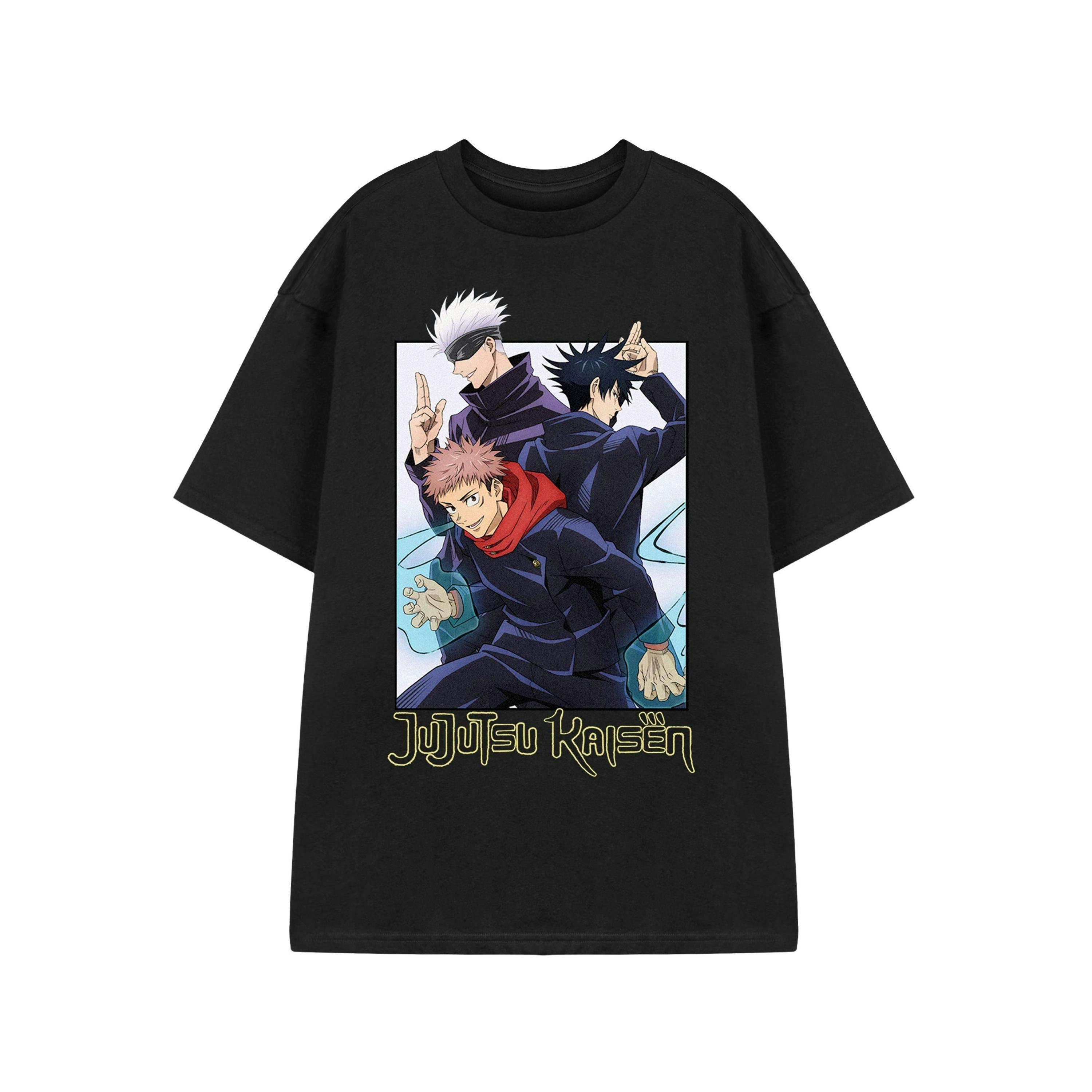 Jujutsu Kaisen Mens Black Group Short Sleeved T-Shirt by Vanilla Underground , view 1 of 3