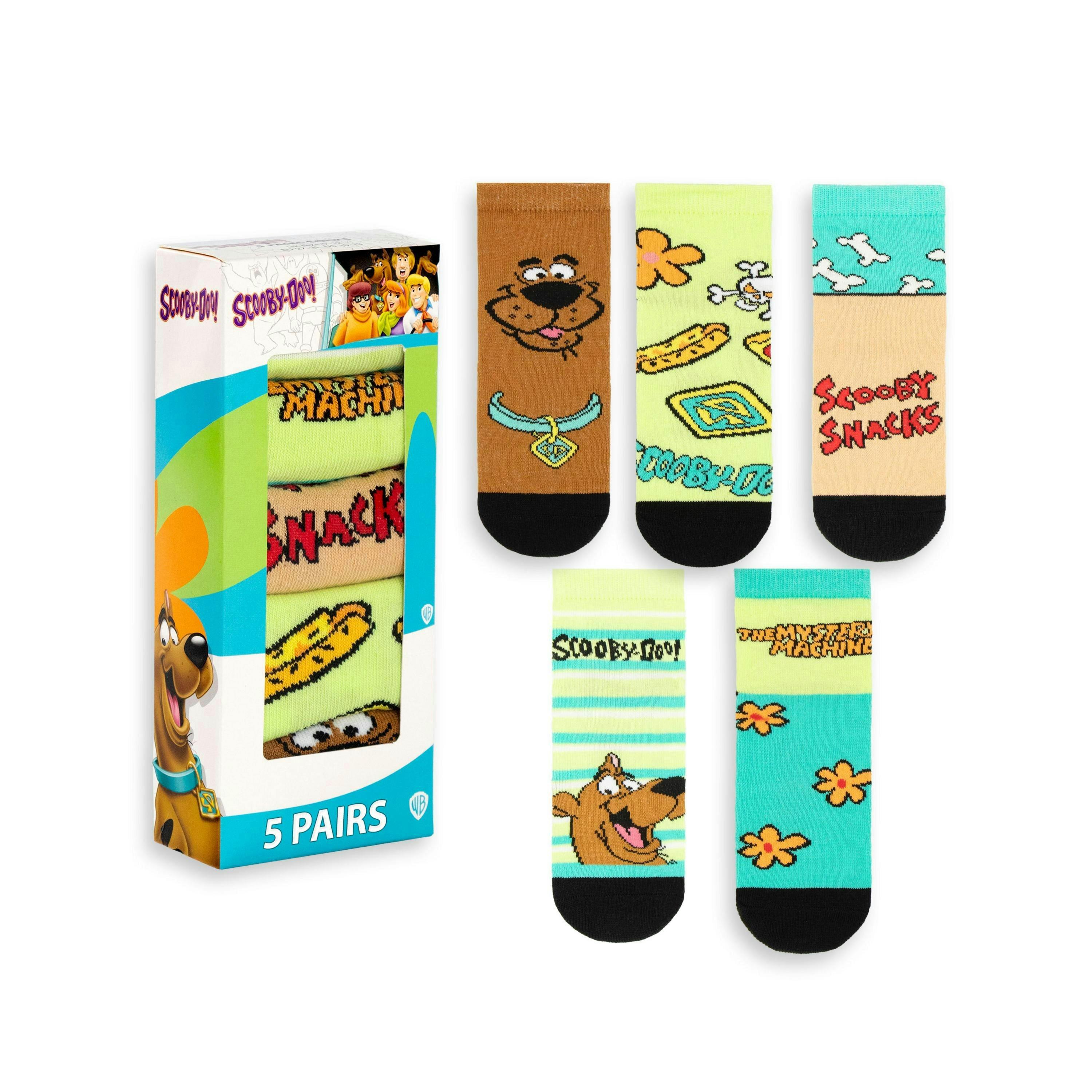 Scooby Doo Unisex Kids Multicoloured Character Calf Socks Set of 5 by Vanilla Underground , view 1 of 6