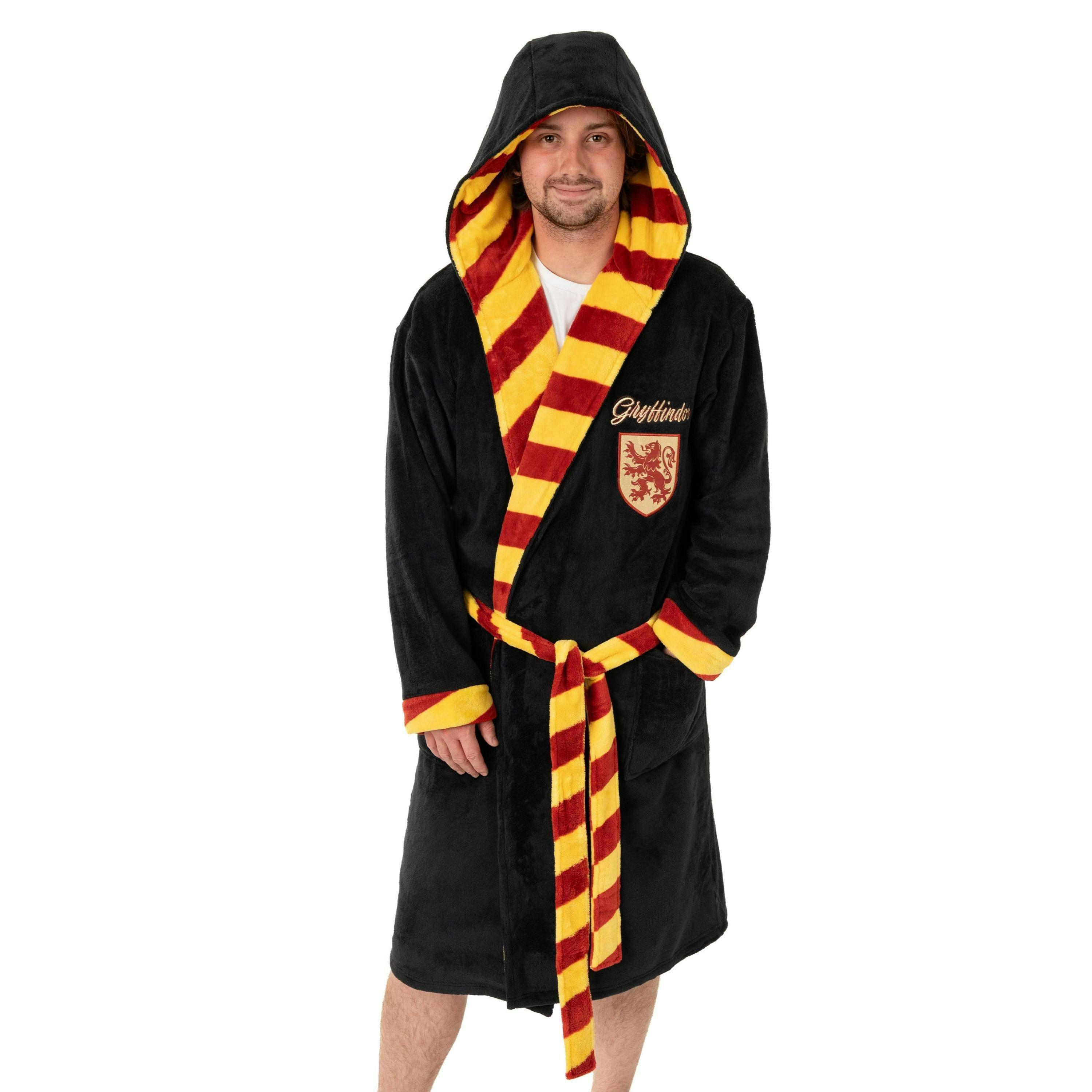 Harry Potter Unisex Black Gryffindor Hooded Bathrobe by Vanilla Underground , view 1 of 6