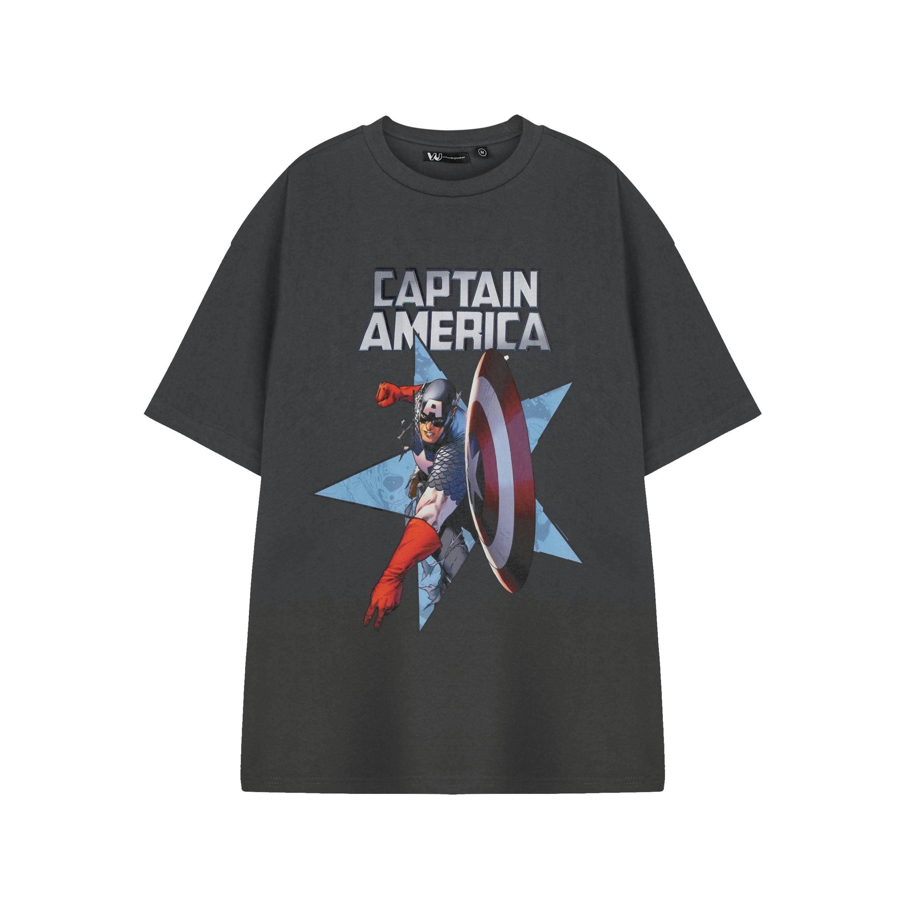 Marvel Shield Throw Mens Grey Captain America Short Sleeved T-Shirt by Vanilla Underground , view 1 of 3