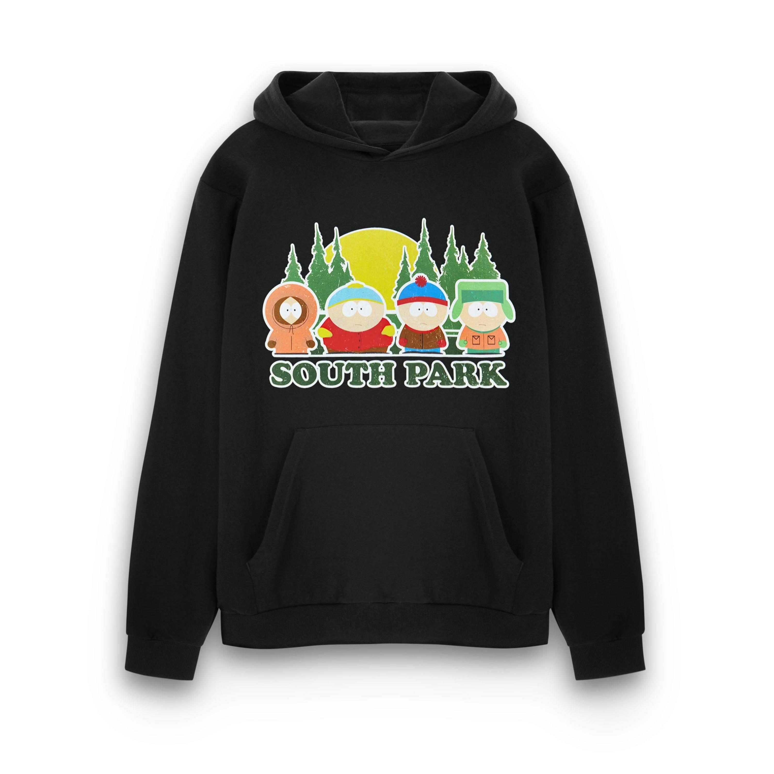 South Park Mens Black Line Up Hoodie by Vanilla Underground , view 1 of 6