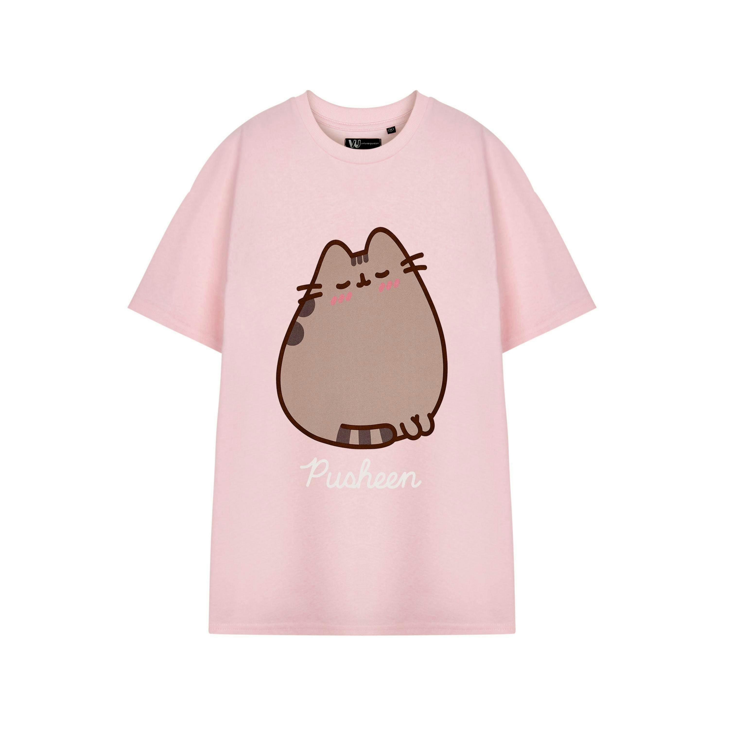Pusheen Womens Pink Blush Womens Short Sleeved T-Shirt by Vanilla Underground , view 1 of 6