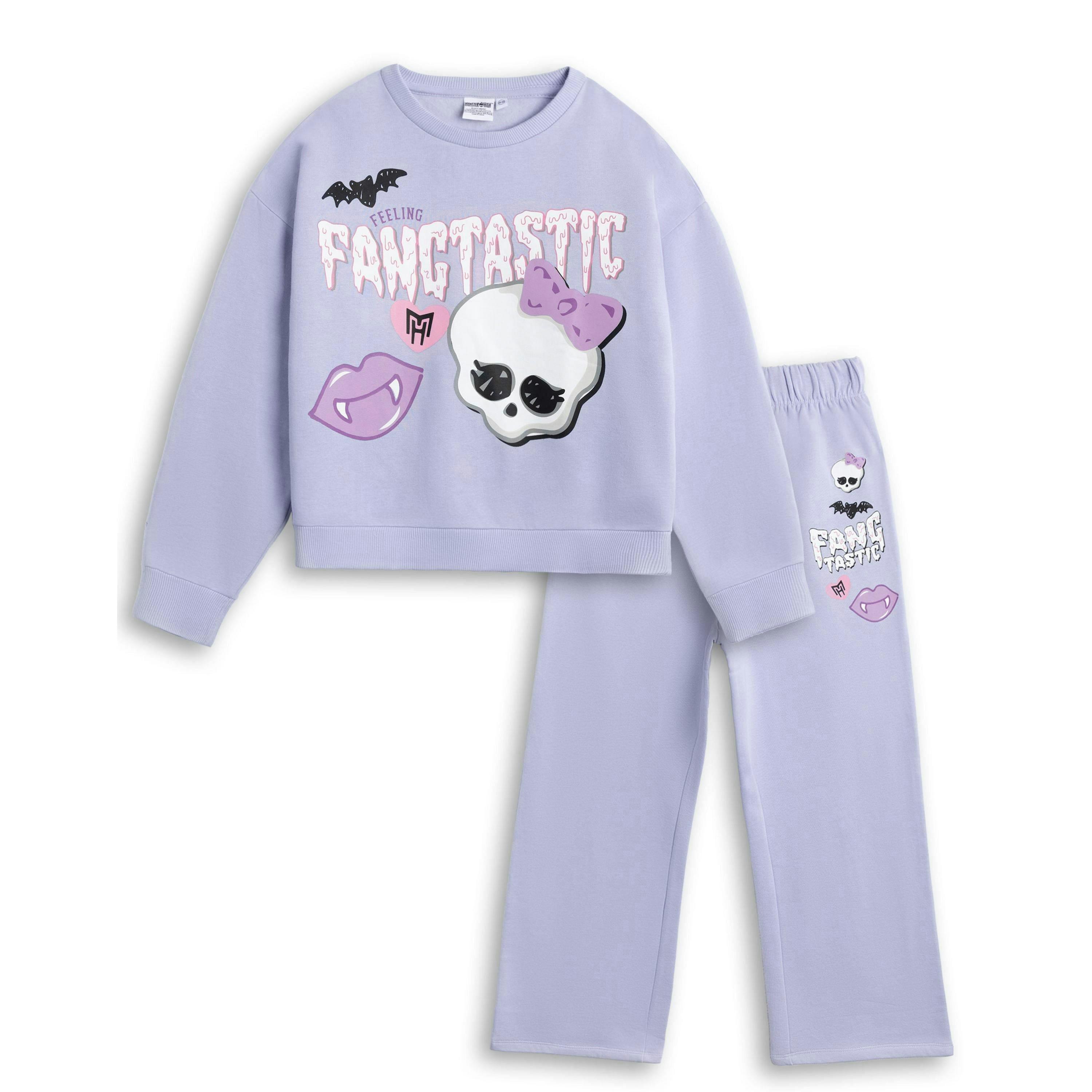 Monster High Girls Purple Fangtastic Sweatshirt and Joggers Set by Vanilla Underground , view 1 of 6