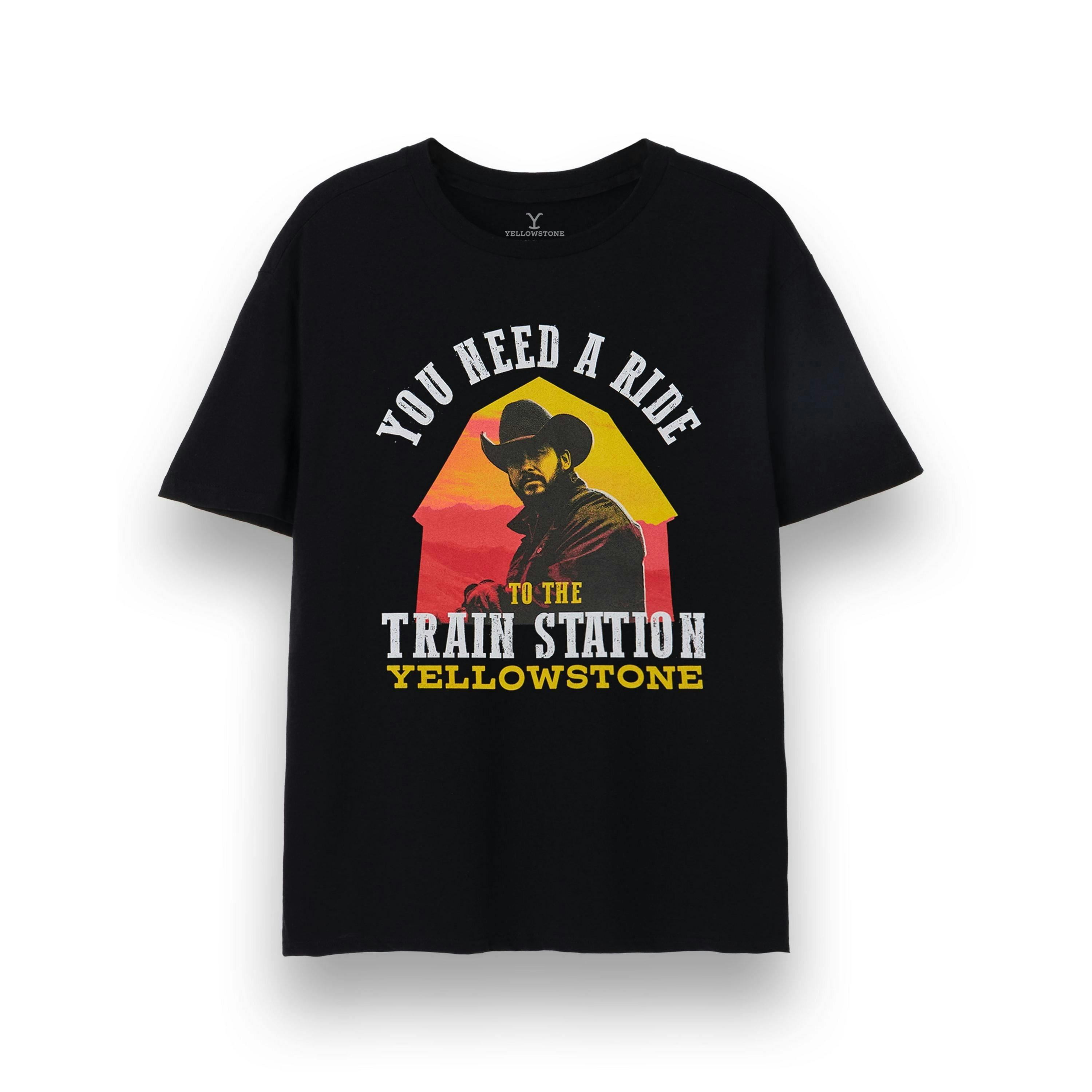 Yellowstone Mens Black Need a Ride Short Sleeved T-Shirt by Vanilla Underground , view 1 of 6