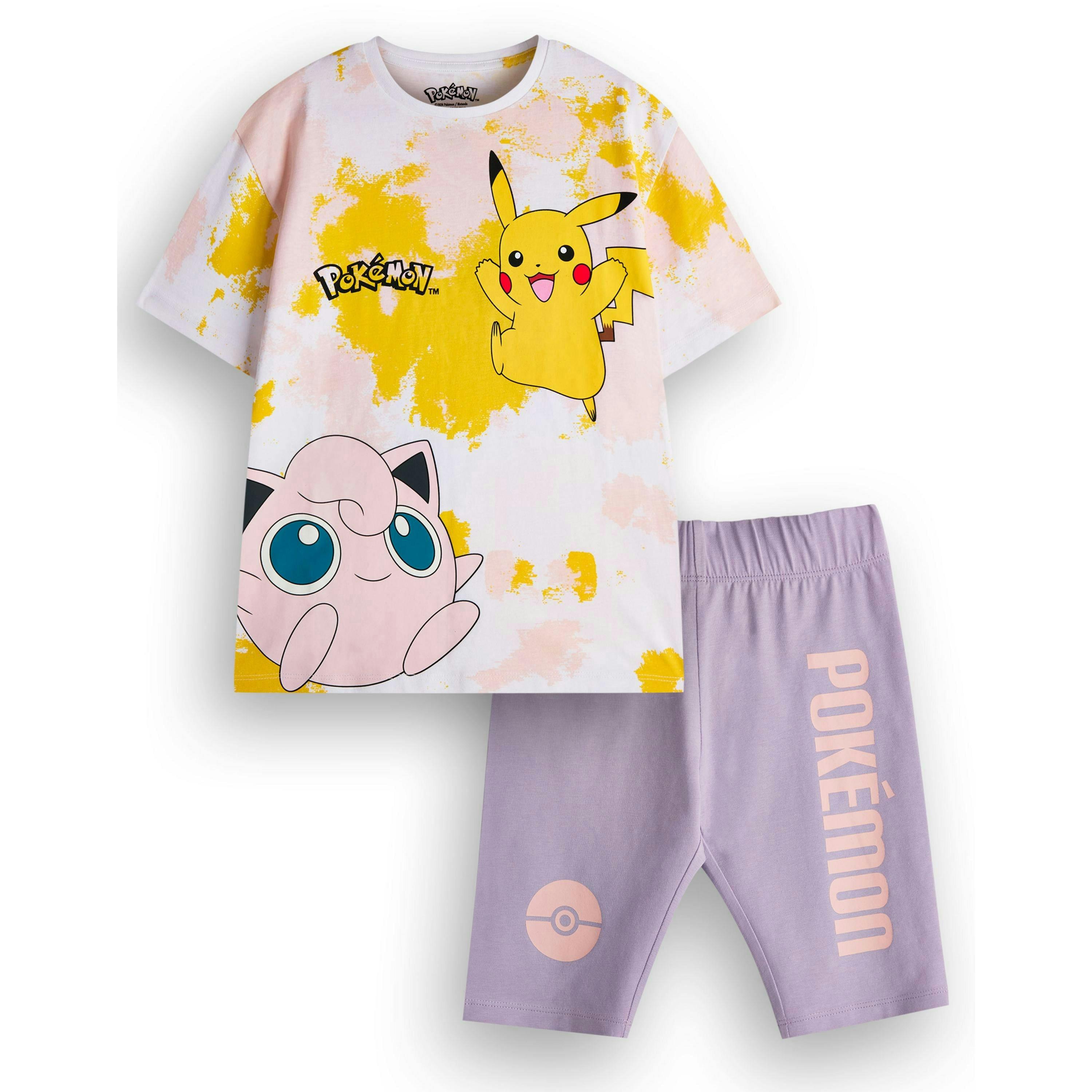 Pokemon Girls Multicoloured Pikachu Tie Dye Set T-Shirt and Shorts Set by Vanilla Underground , view 1 of 6