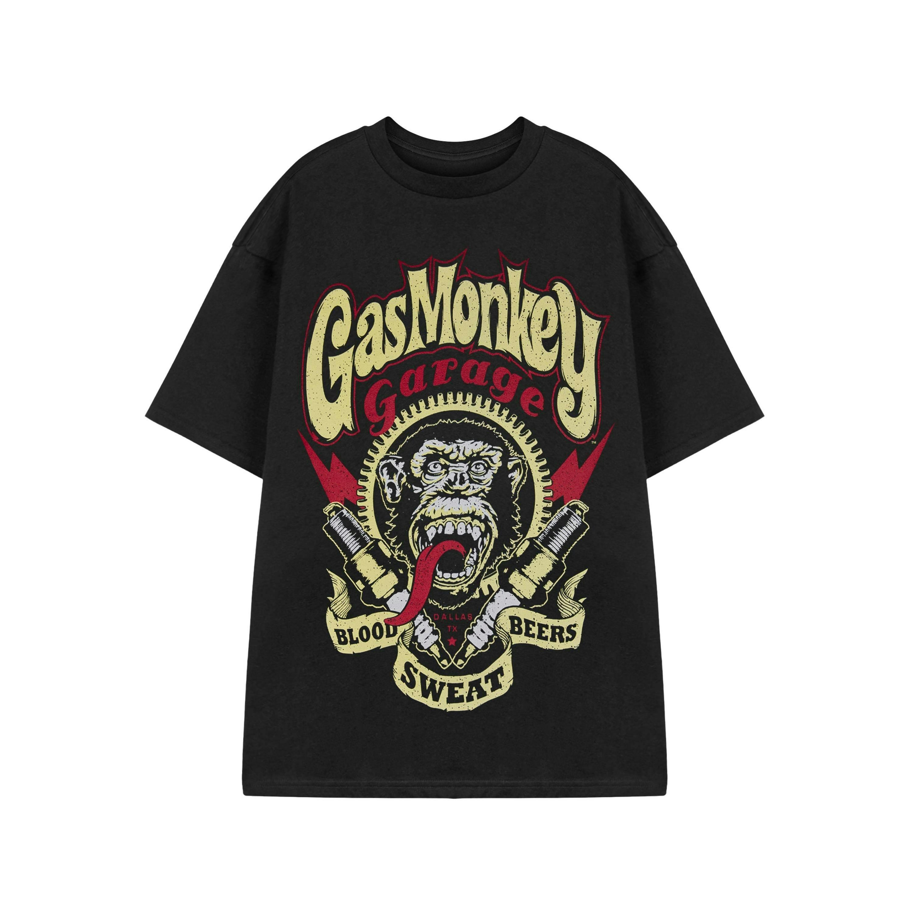 Gas Monkey Garage Mens Black Spark Plugs Short Sleeved T-Shirt by Vanilla Underground , view 1 of 3