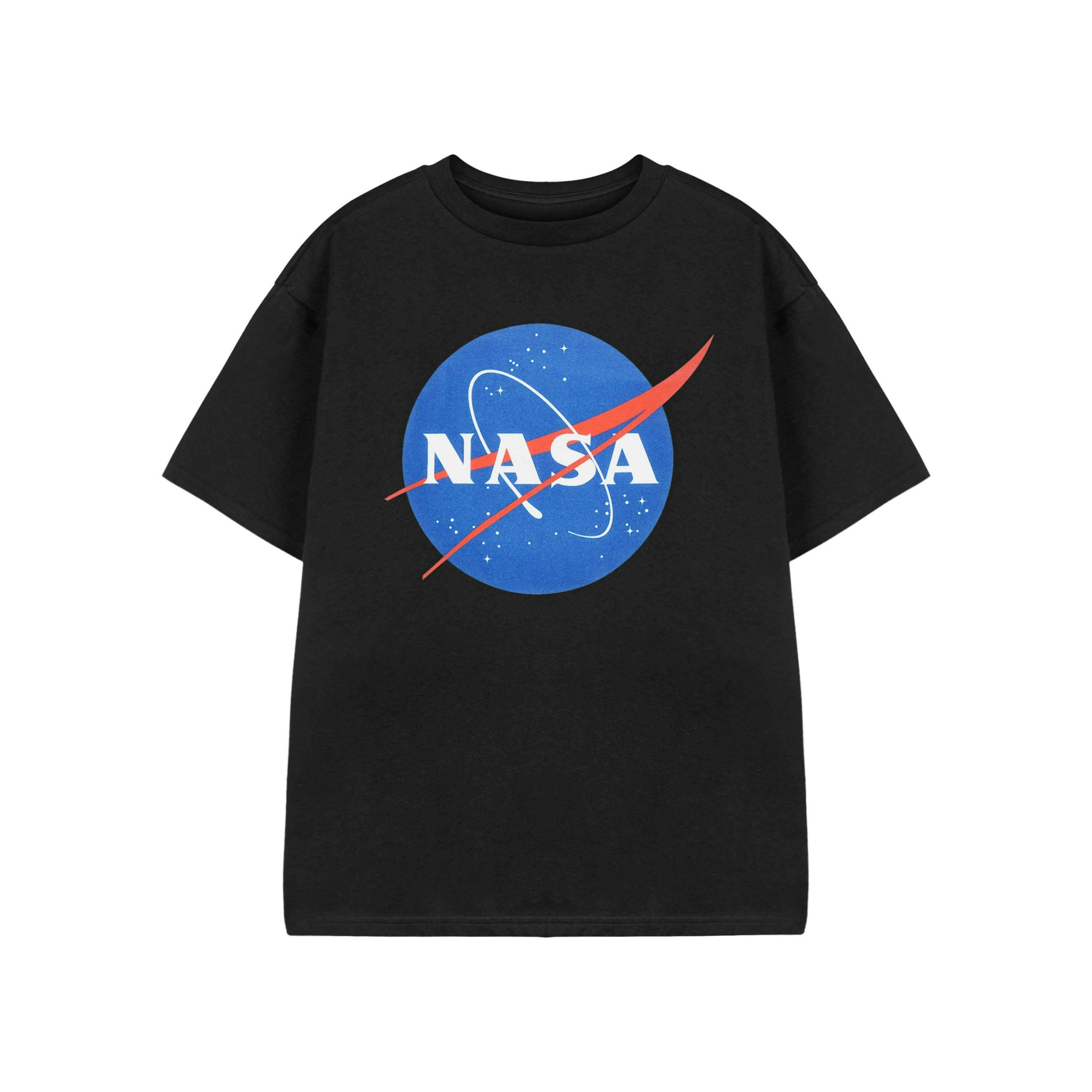 NASA Unisex Kids Black Classic Logo Short Sleeved T-Shirt by Vanilla Underground , view 1 of 3