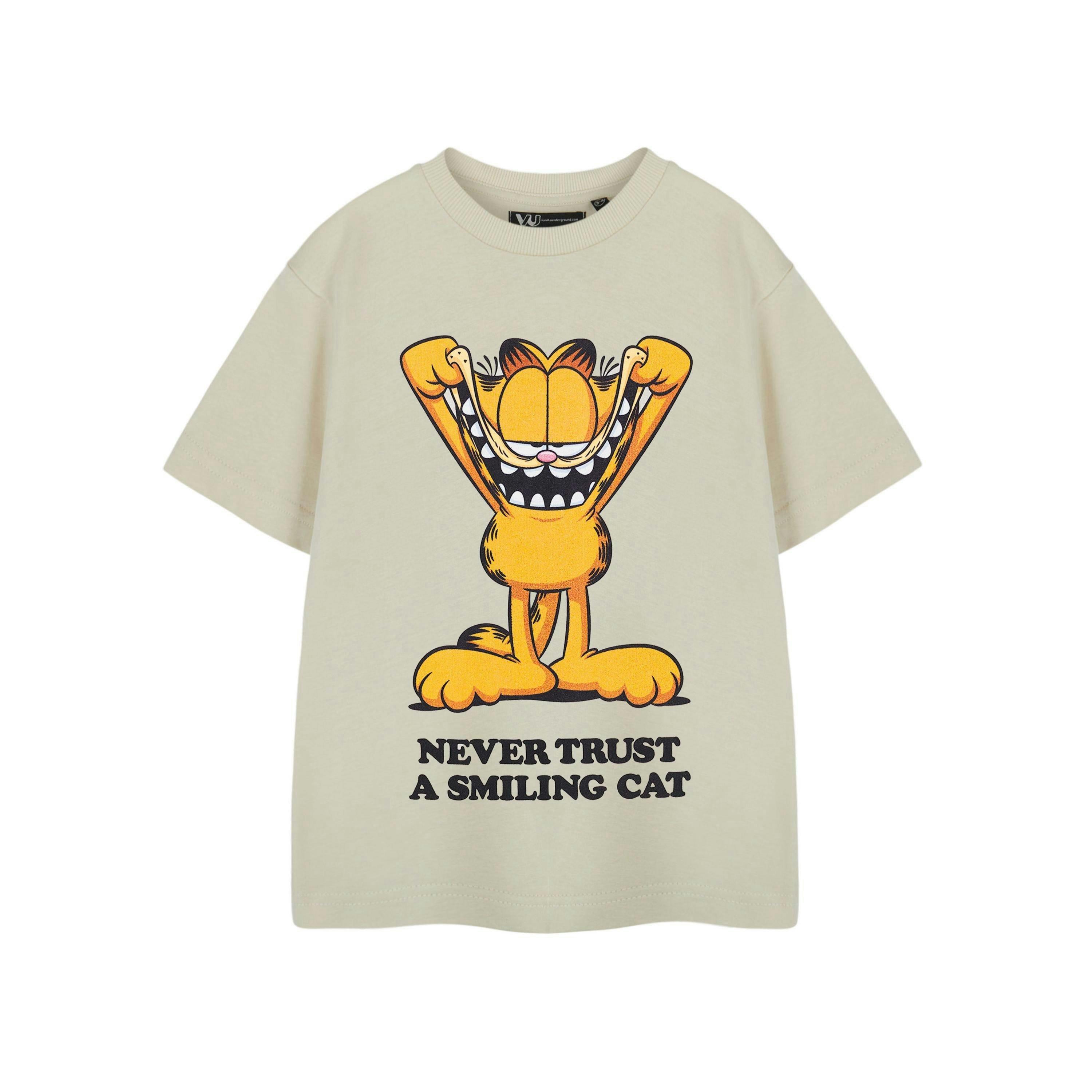 Garfield Boys Beige Smiling Cat Short Sleeved T-Shirt by Vanilla Underground , view 1 of 3